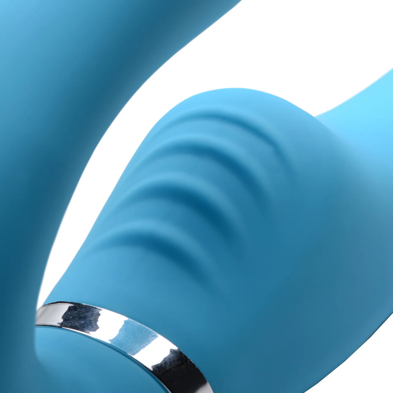 10x Mighty Rider Vibrating Silicone Strapless Strap-On With Remote Control By Strap U - Blue - Image 4
