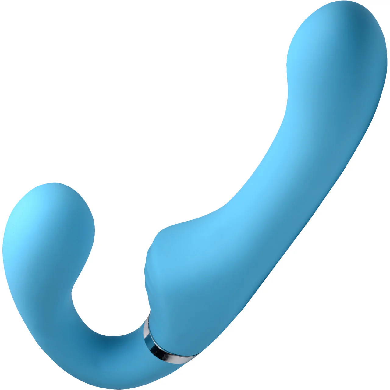 10x Mighty Rider Vibrating Silicone Strapless Strap-On With Remote Control By Strap U - Blue - Image 5