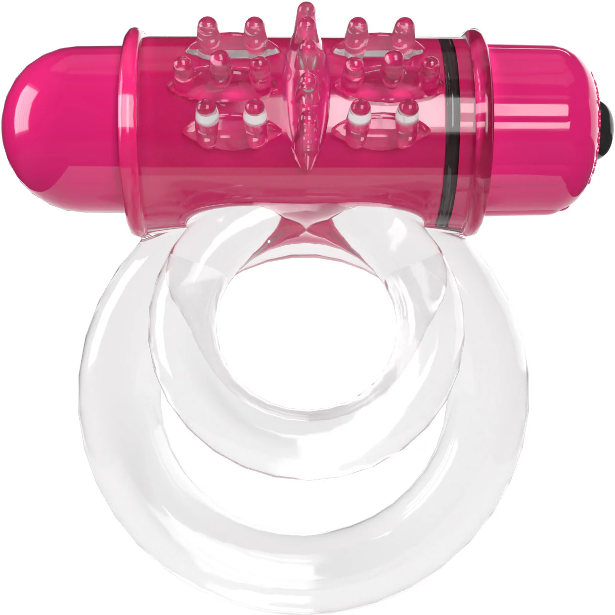 4B DoubleO 6 Super-Powered Vibrating Double Cock Ring By Screaming O - Strawberry - Image 2