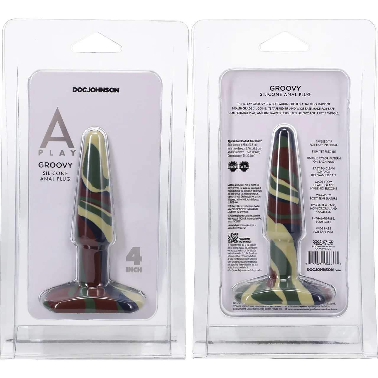 A-Play Groovy Silicone 4" Anal Plug By Doc Johnson - Camouflage - Image 2