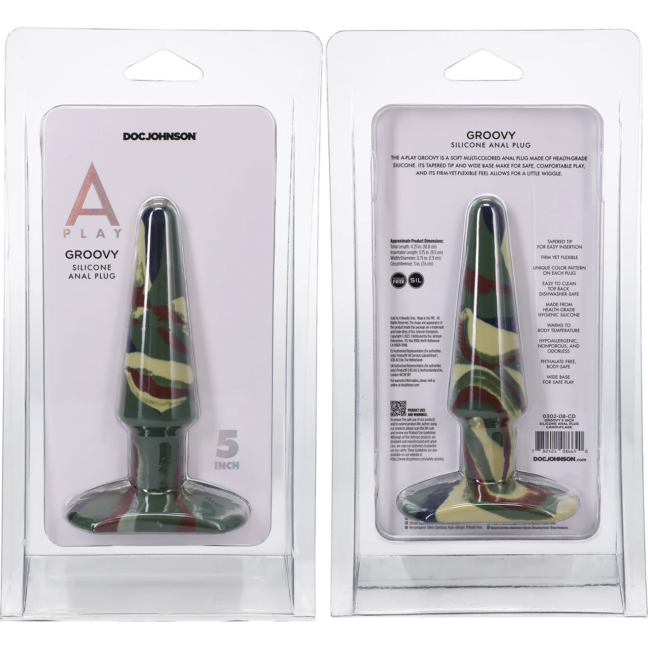 A-Play Groovy Silicone 5" Anal Plug By Doc Johnson - Camouflage - Image 3
