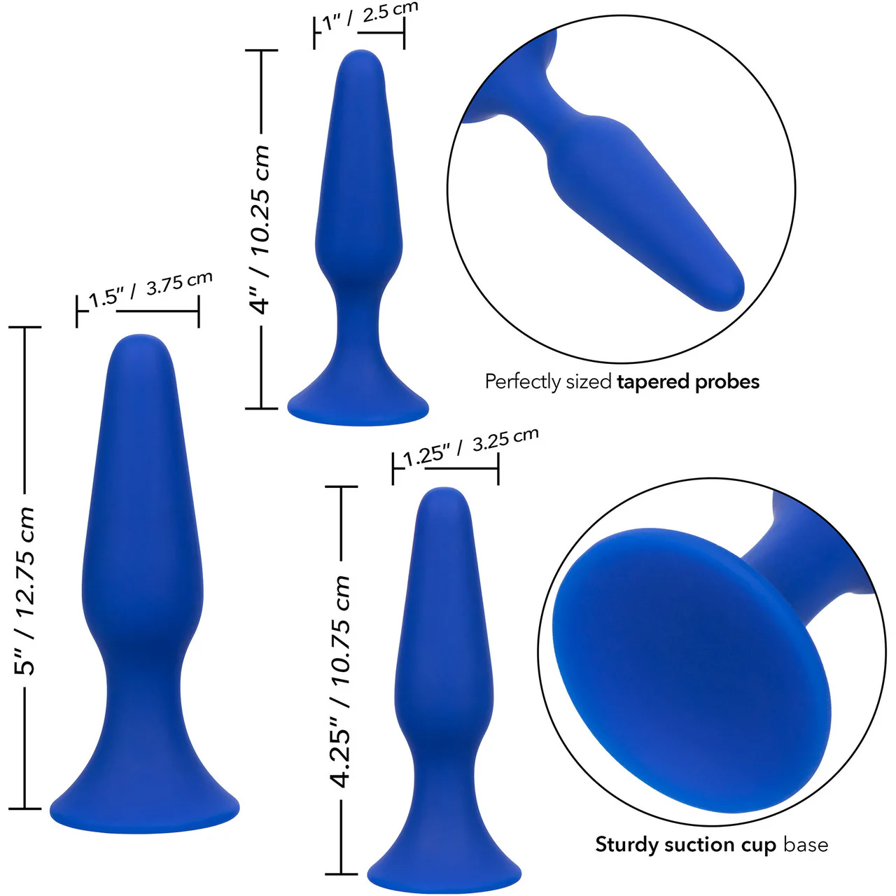 Admiral 3-Piece Silicone Suction Cup Anal Trainer Kit By CalExotics - Blue - Image 10