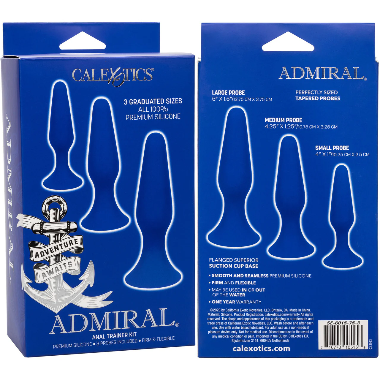 Admiral 3-Piece Silicone Suction Cup Anal Trainer Kit By CalExotics - Blue - Image 12