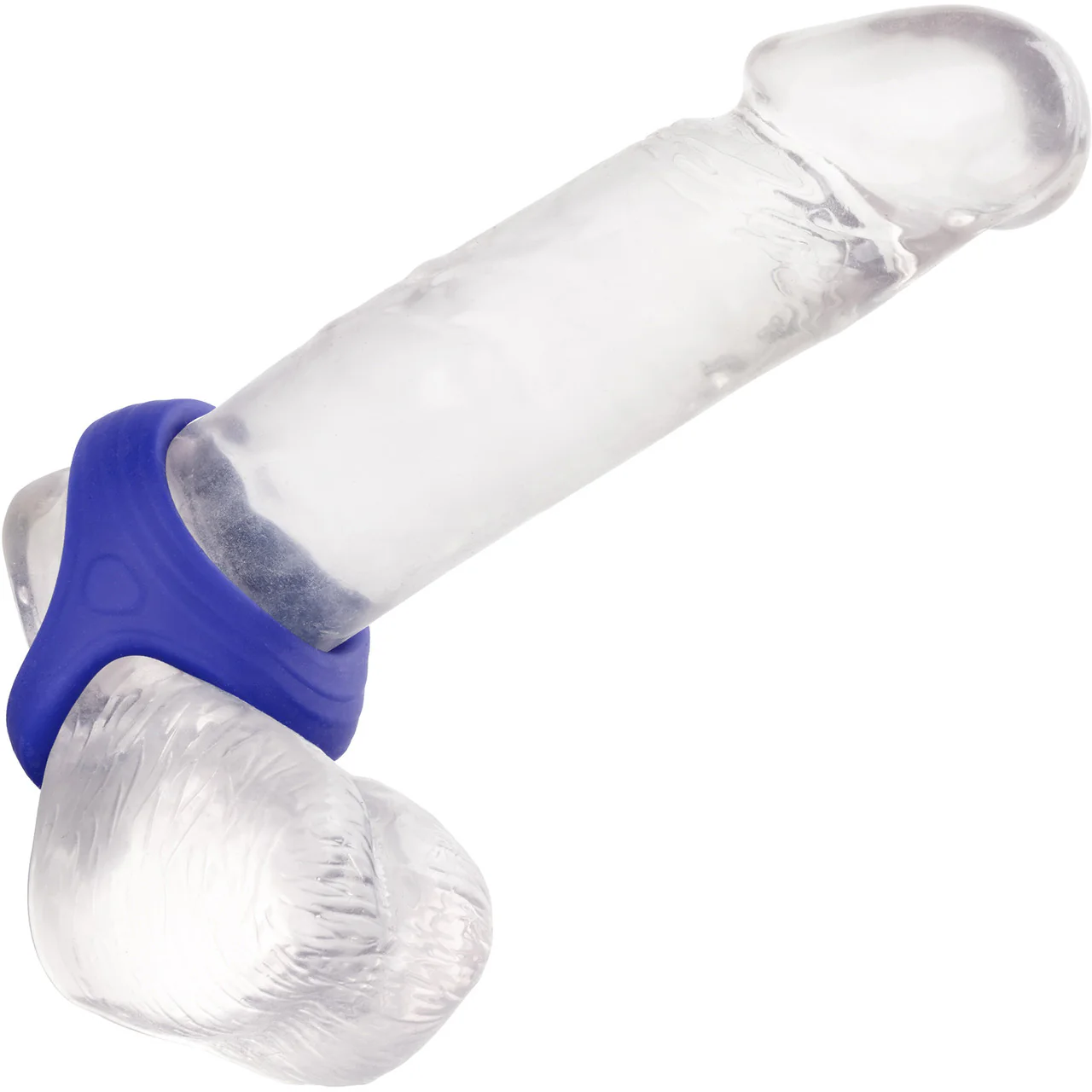 Admiral Cock & Ball Silicone Dual Cock Ring By CalExotics - Blue - Image 2