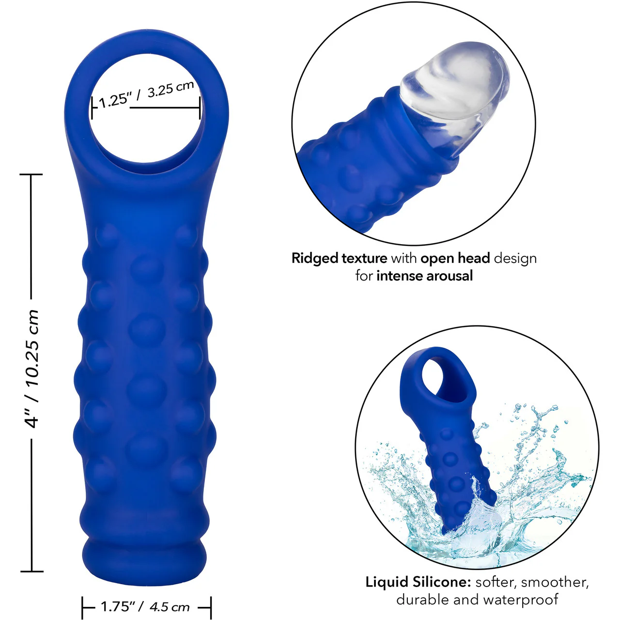 Admiral Liquid Silicone Beaded Penis Extension By CalExotics - Blue - Image 10