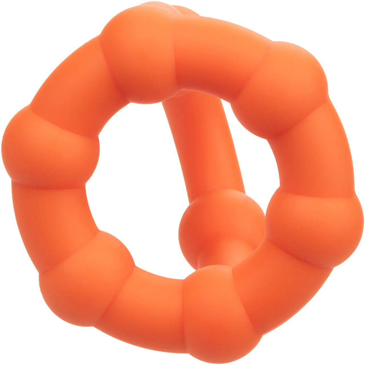 Alpha Liquid Silicone All Star Cock & Balls Ring By CalExotics - Orange - Image 6