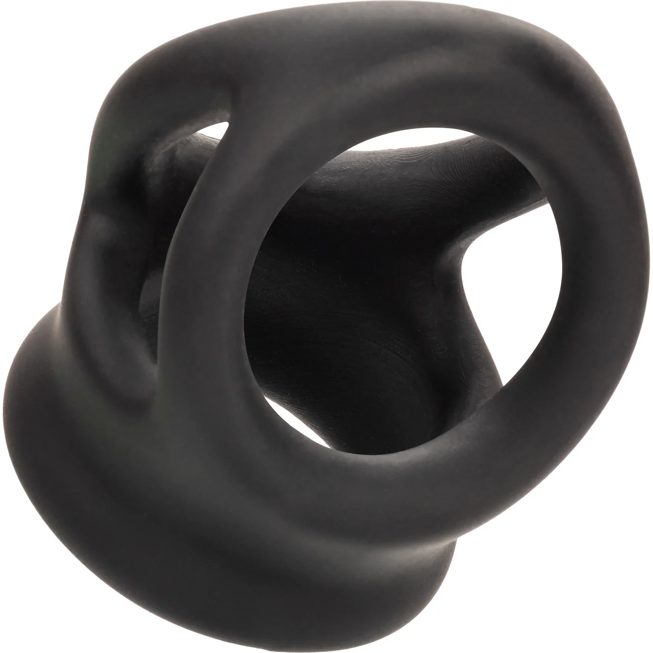 Alpha Liquid Silicone Dual Cage & Cock Ring By CalExotics - Black - Image 4