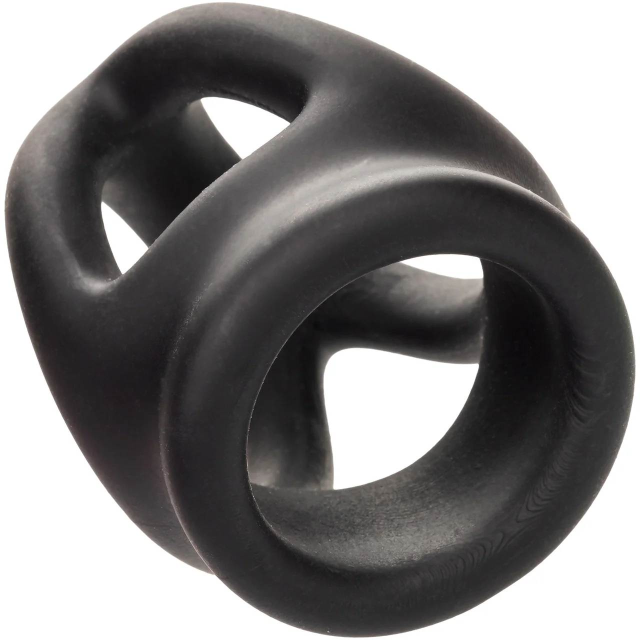 Alpha Liquid Silicone Dual Cage & Cock Ring By CalExotics - Black - Image 7