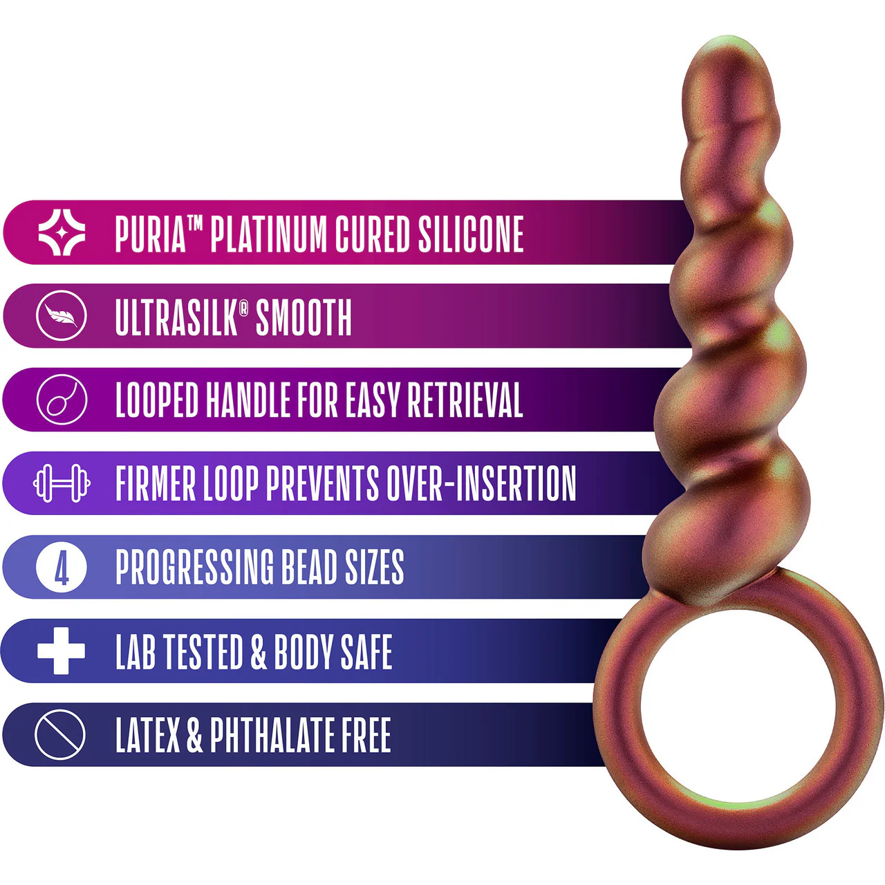 Anal Adventures Matrix Duo Loop Silicone Butt Plug By Blush - Copper - Image 5