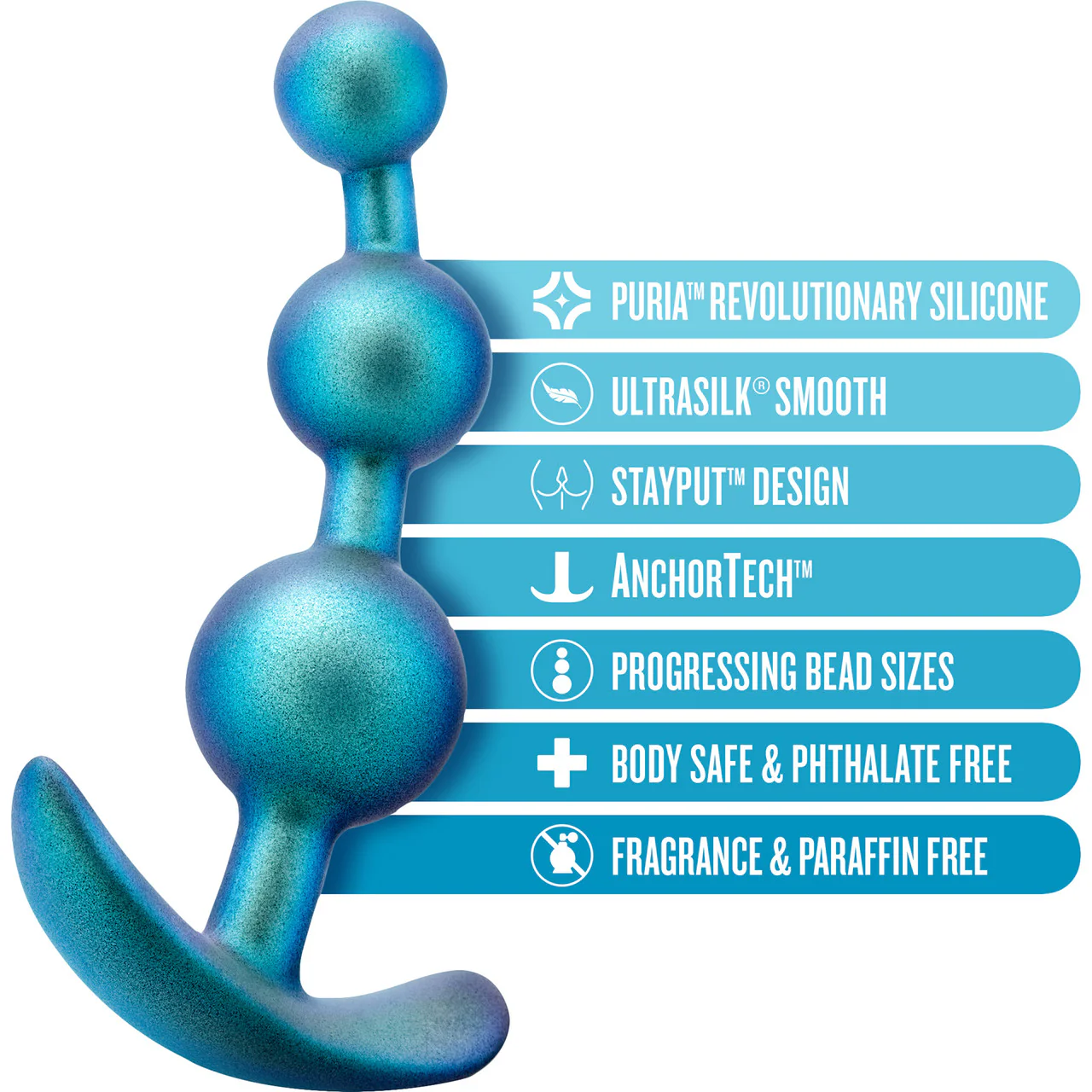 Anal Adventures Matrix Gamma Silicone Butt Plug By Blush - Neptune Teal - Image 4