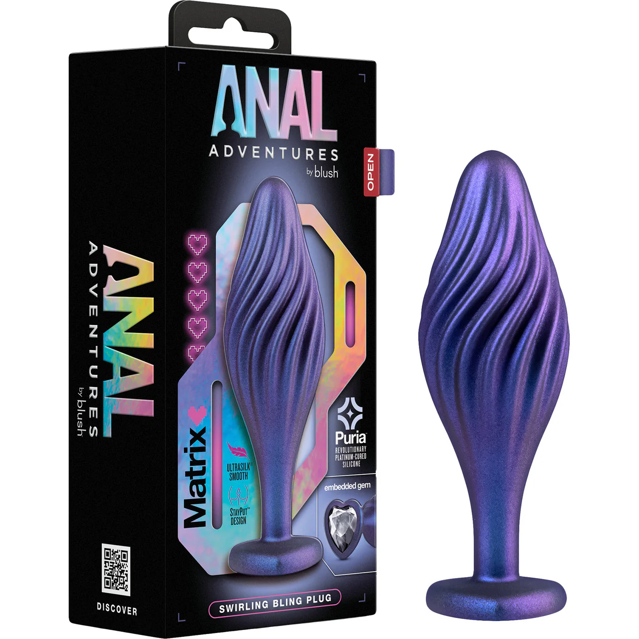 Anal Adventures Matrix Swirling Bling Silicone Butt Plug By Blush - Sapphire - Image 5