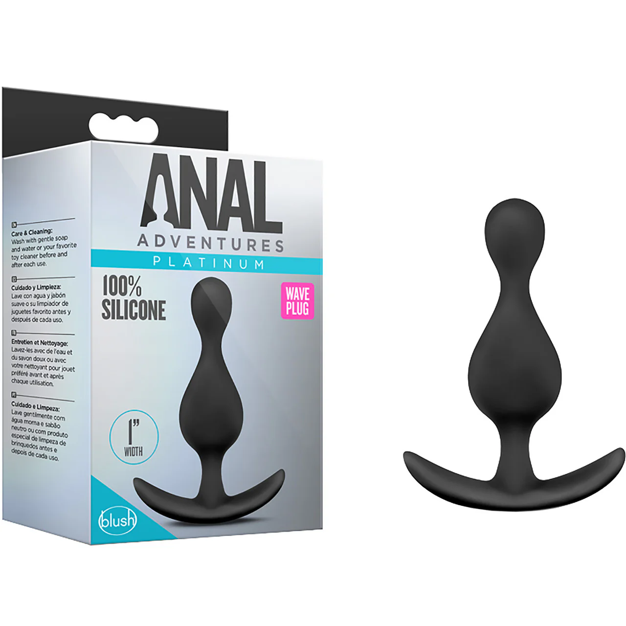 Anal Adventures Platinum Wave Silicone Butt Plug By Blush - Black - Image 4
