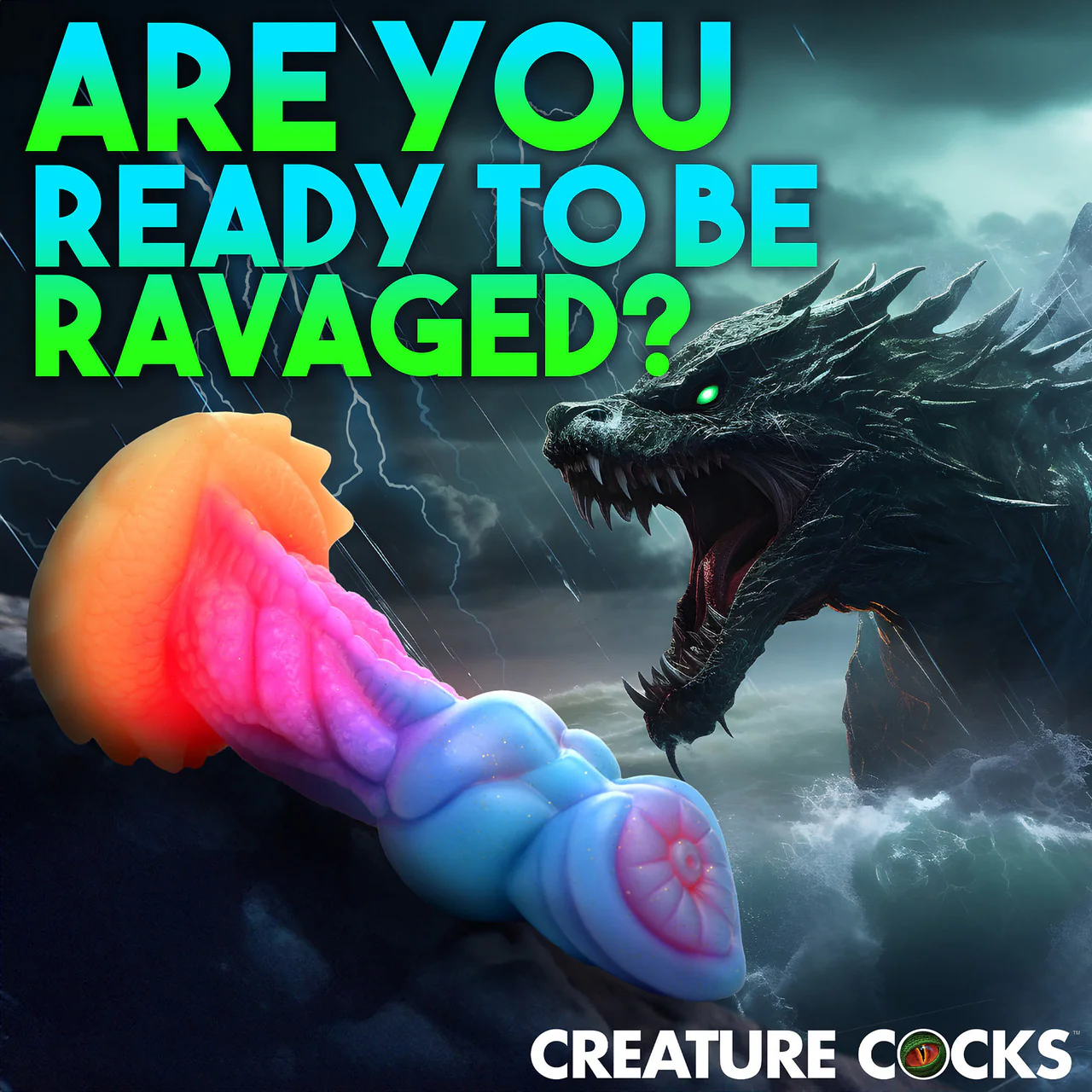 Aqua-Cock 7.5" Silicone Glow In The Dark Suction Cup Dildo By Creature Cocks - Image 10