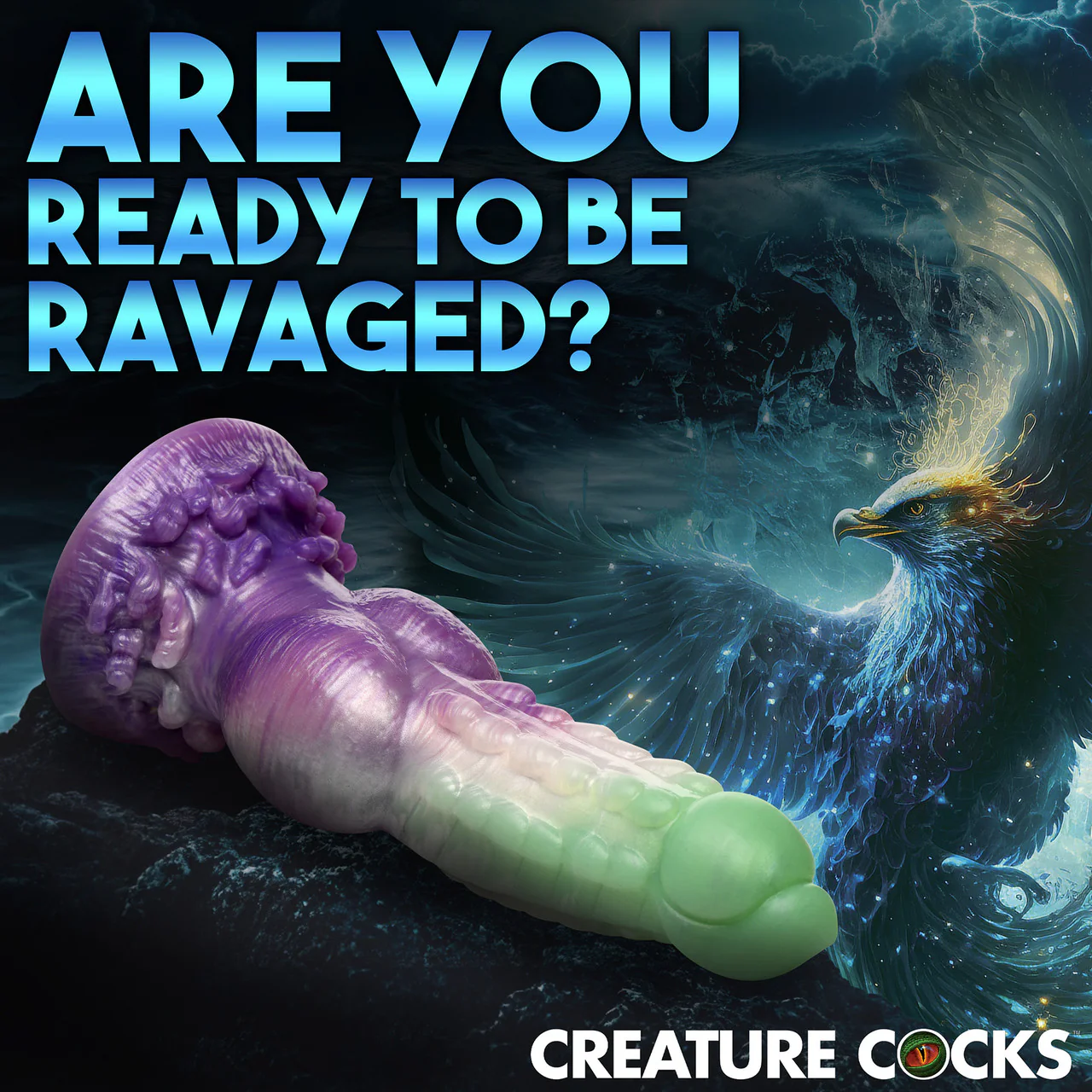 Aqua Phoenix 8.5" Silicone Suction Cup Dildo By Creature Cocks - Image 8