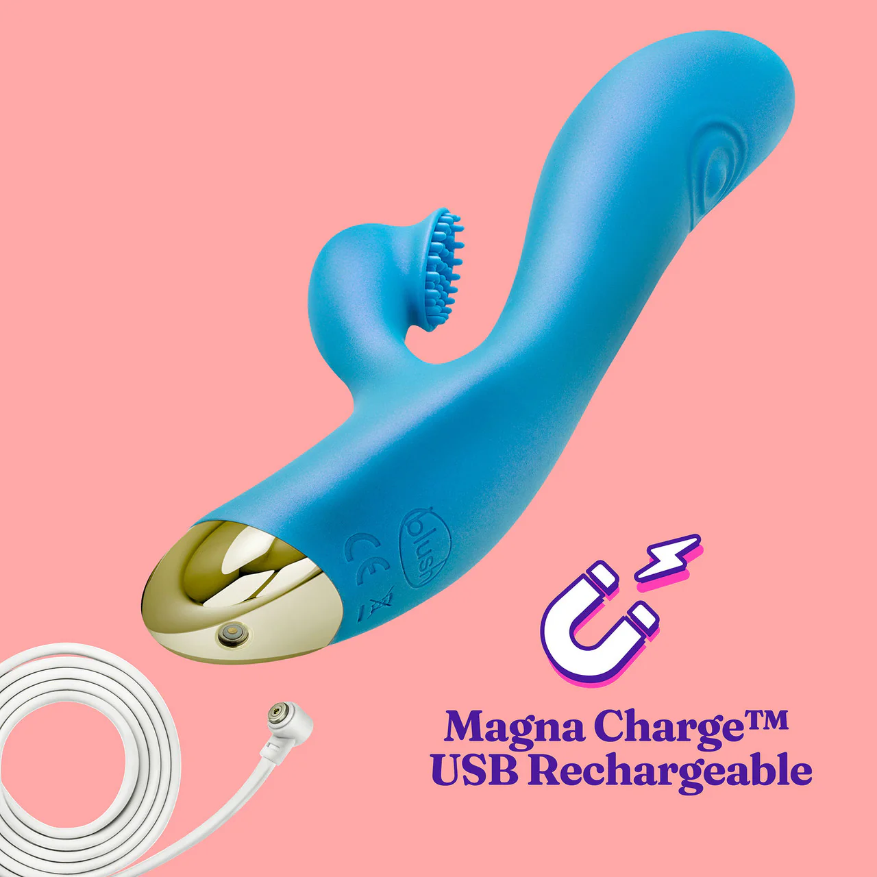 Aria Arousing AF Silicone Waterproof Dual Stimulation Vibrator By Blush - Blue - Image 11