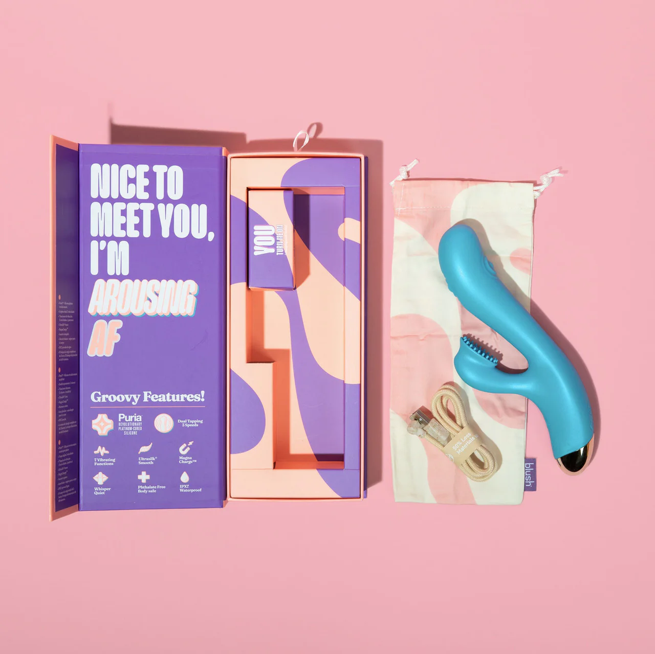 Aria Arousing AF Silicone Waterproof Dual Stimulation Vibrator By Blush - Blue - Image 12
