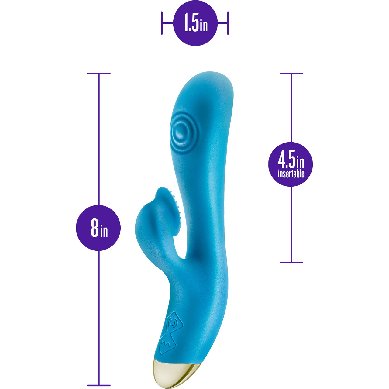 Aria Arousing AF Silicone Waterproof Dual Stimulation Vibrator By Blush - Blue - Image 7
