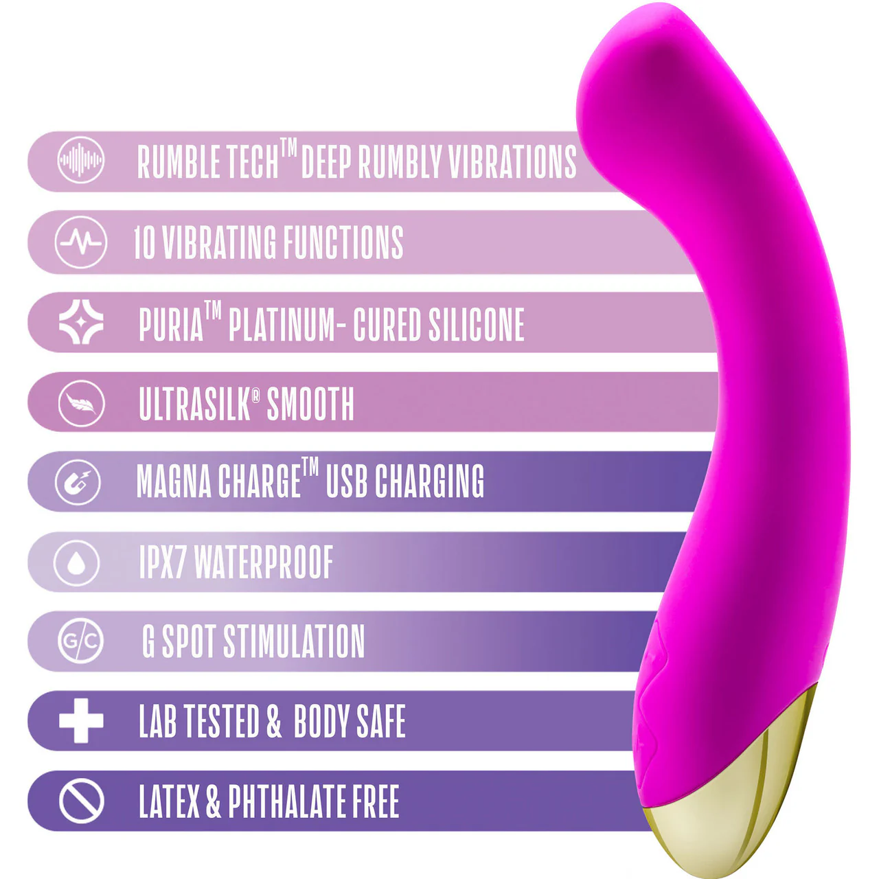 Aria Bangin' AF 10-Function Rechargeable Silicone G-Spot Vibrator By Blush - Purple - Image 7