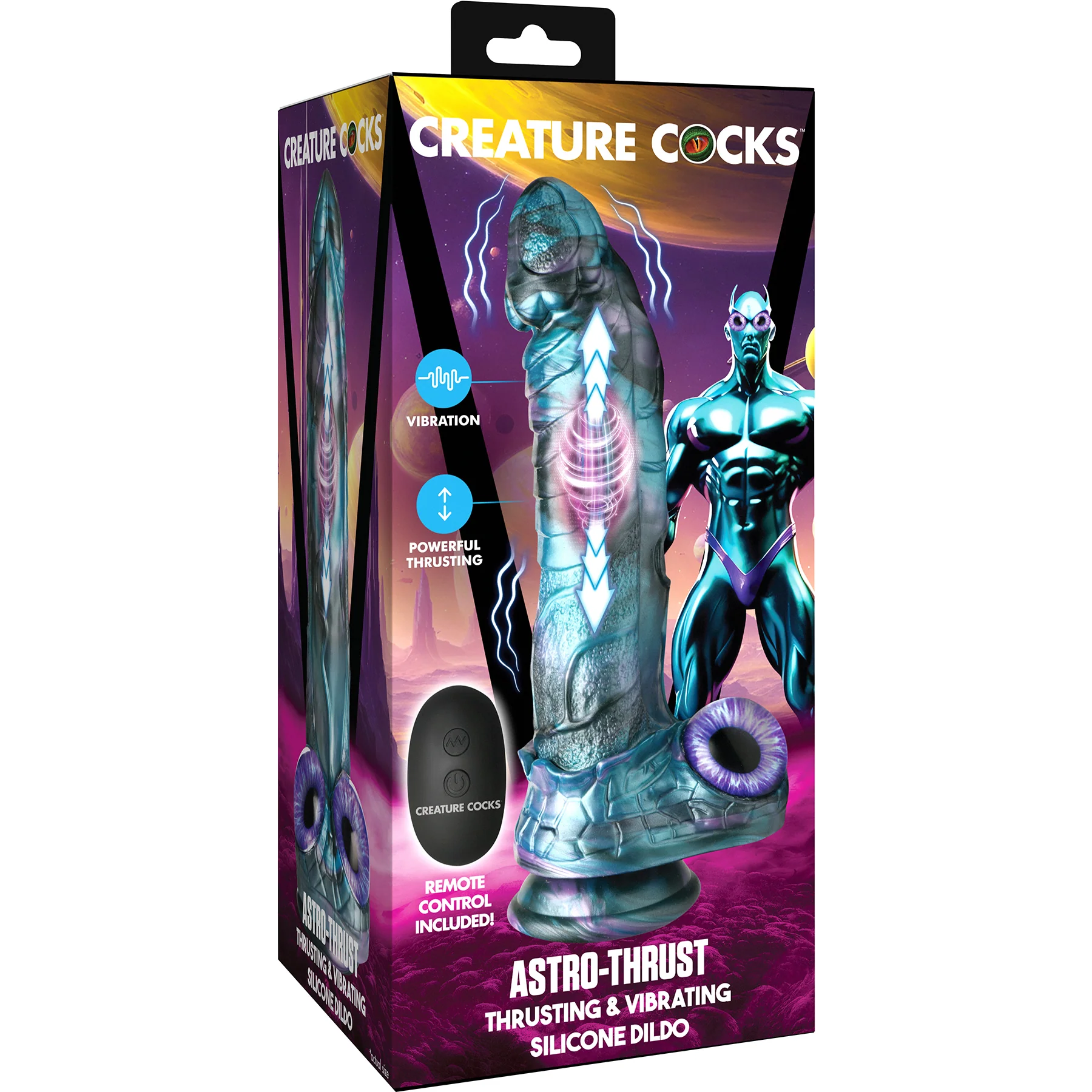 Astro Thrust 8" Thrusting & Vibrating Silicone Suction Cup Dildo With Remote By Creature Cocks - Image 12