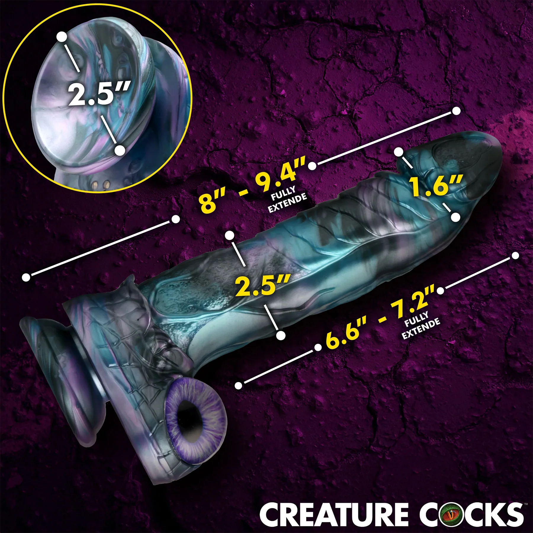 Astro Thrust 8" Thrusting & Vibrating Silicone Suction Cup Dildo With Remote By Creature Cocks - Image 6
