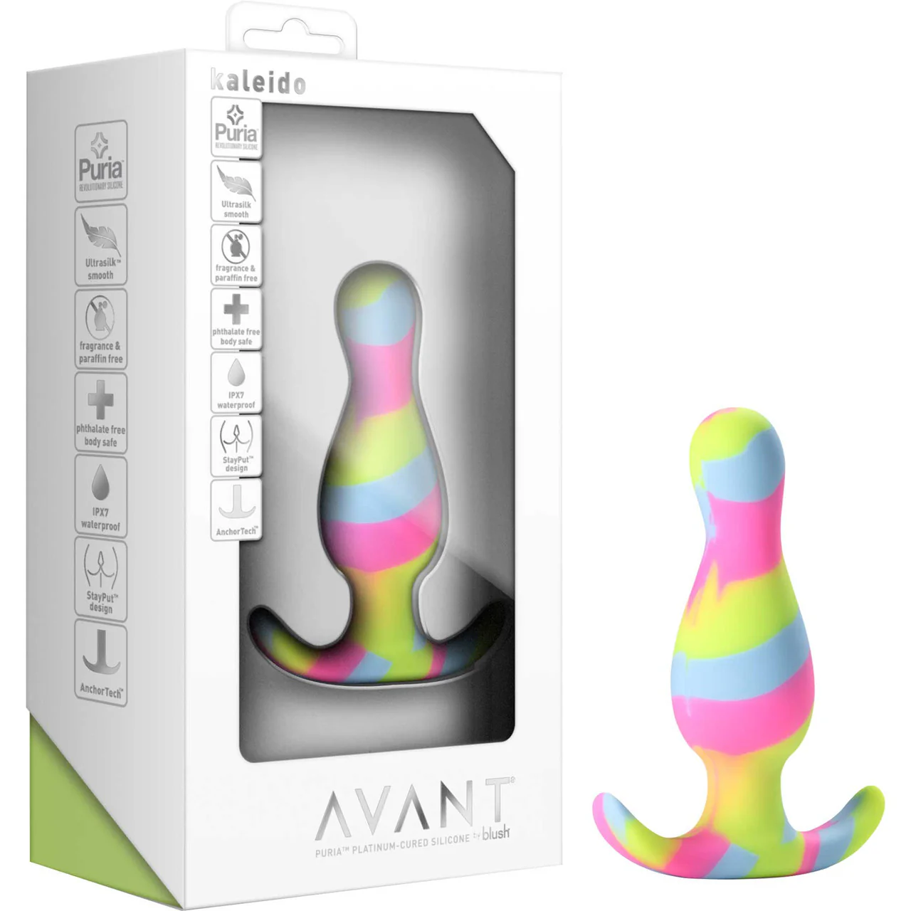 Avant Kaleido Silicone Butt Plug By Blush - Lime - Image 10