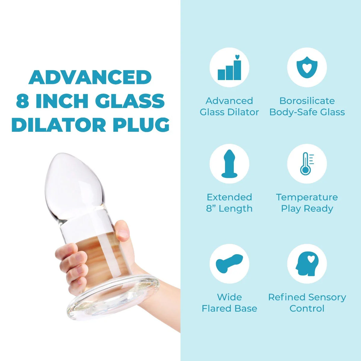 b-Vibe Advanced 8 Inch Glass Anal Dilator - Image 2