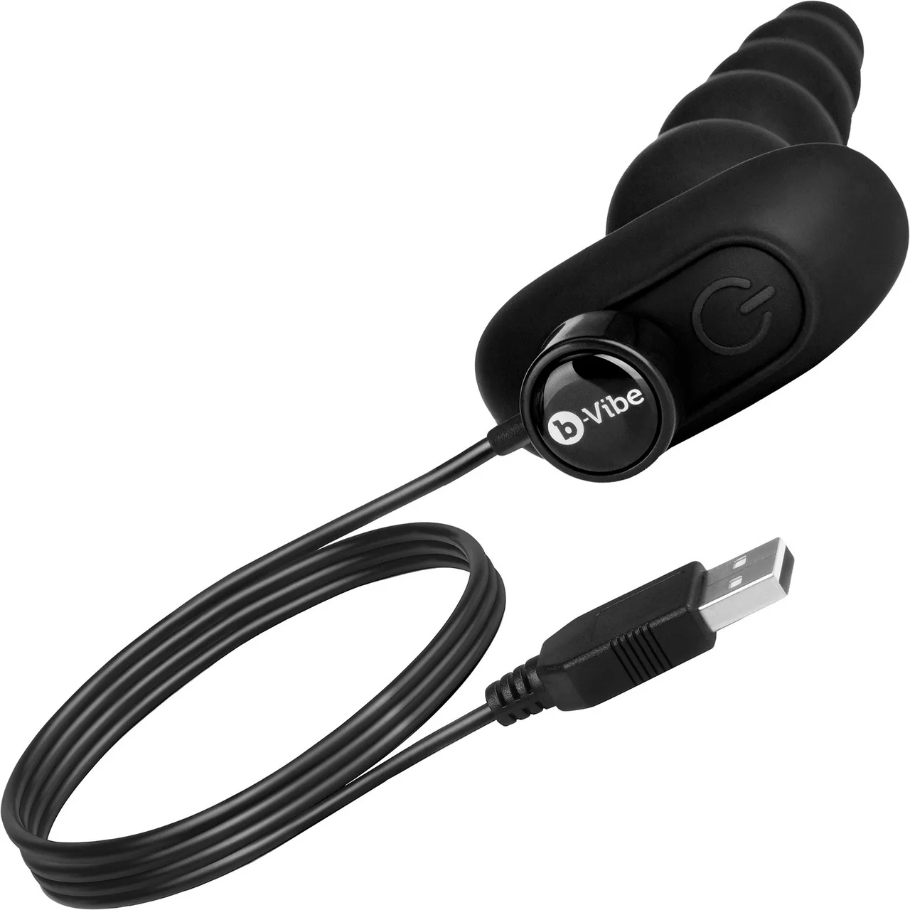 b-Vibe Cinco Vibrating Rechargeable Silicone Anal Beads With Remote - Black - Image 6