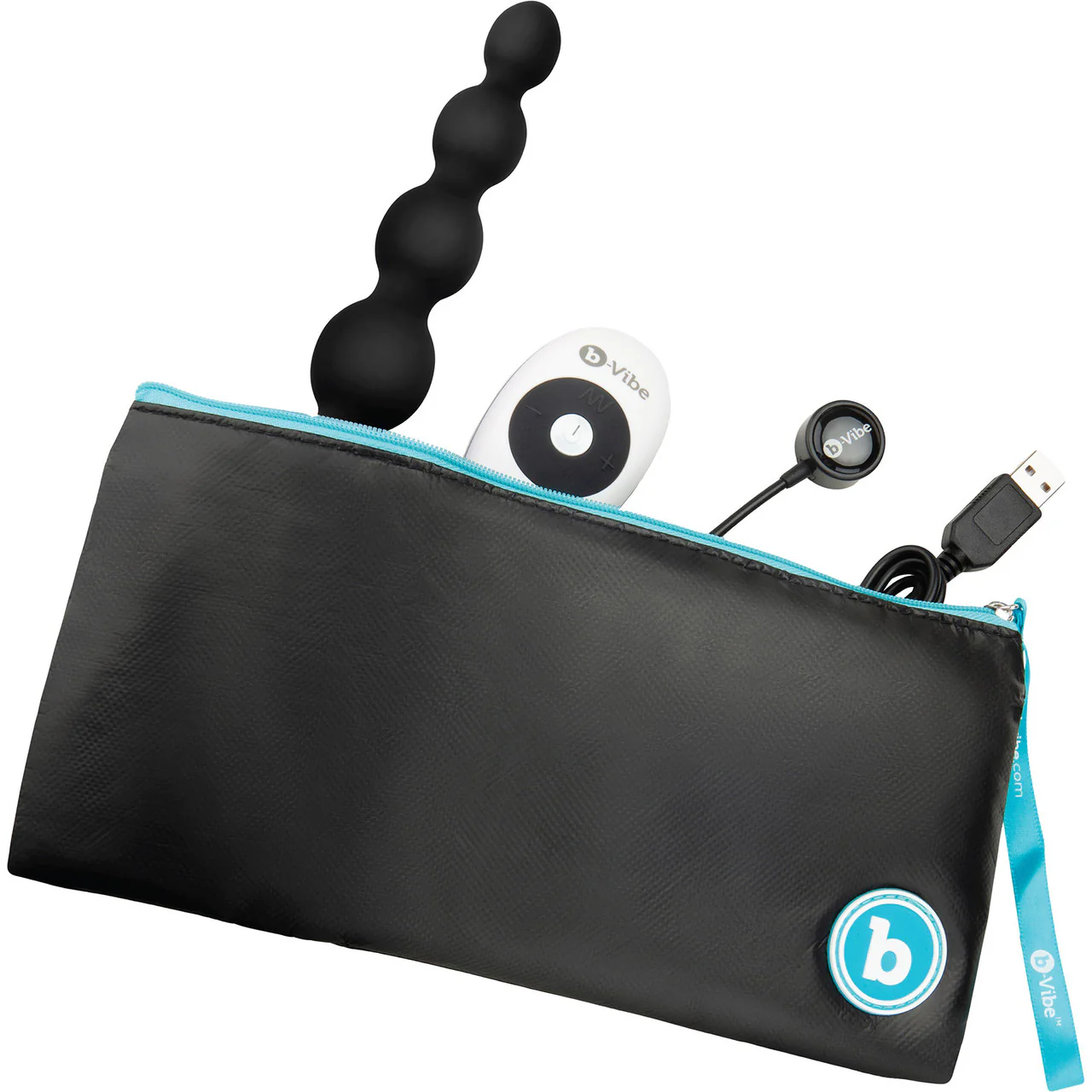 b-Vibe Cinco Vibrating Rechargeable Silicone Anal Beads With Remote - Black - Image 8