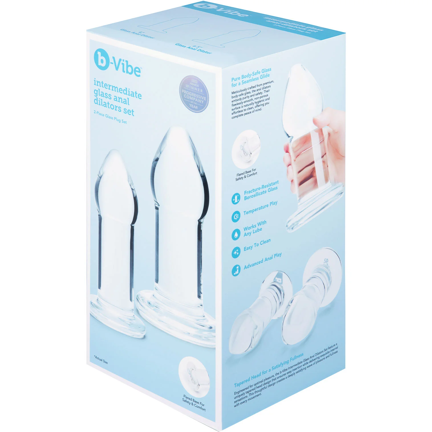b-Vibe Intermediate Glass Anal Dilators 2 Piece Set - Image 15