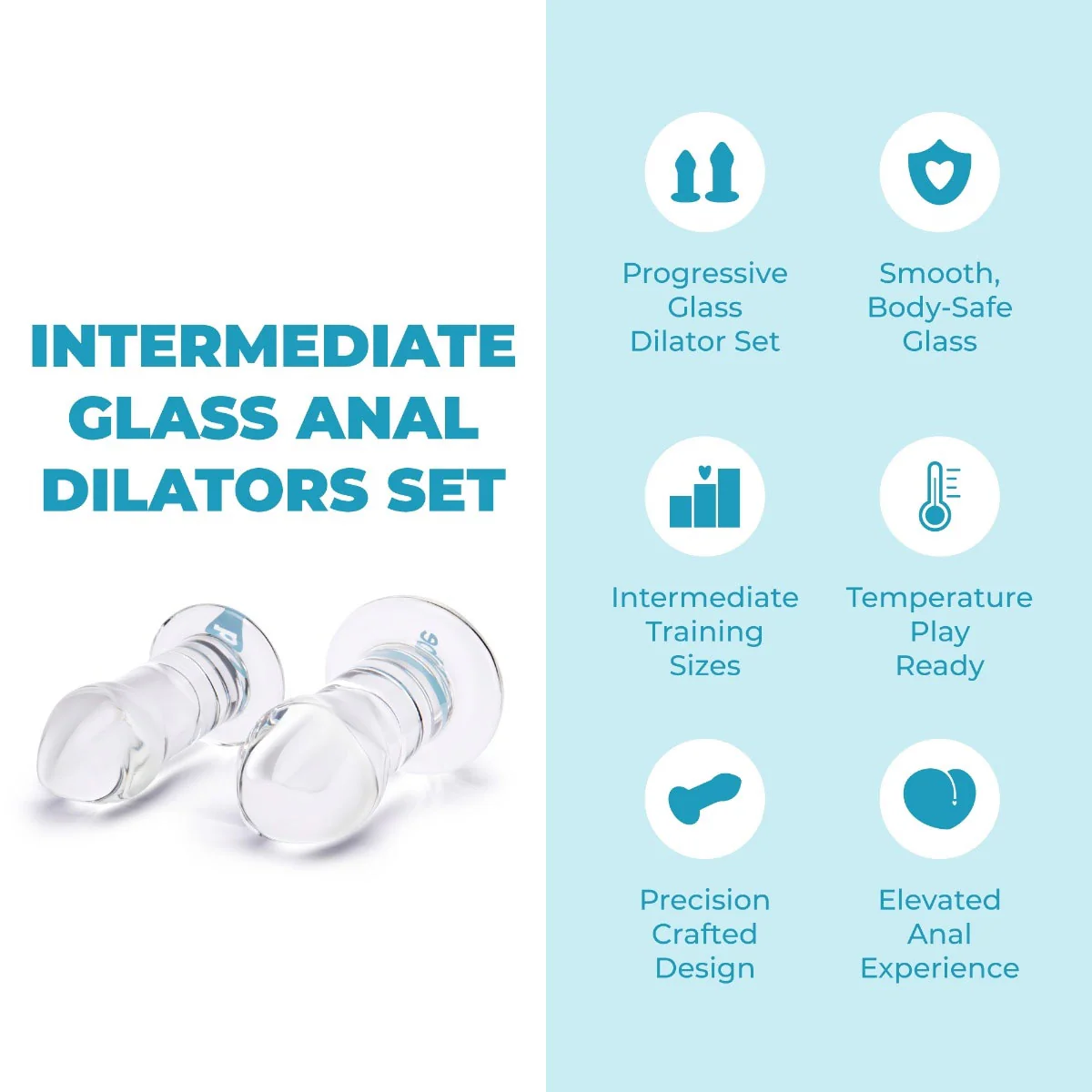 b-Vibe Intermediate Glass Anal Dilators 2 Piece Set - Image 2