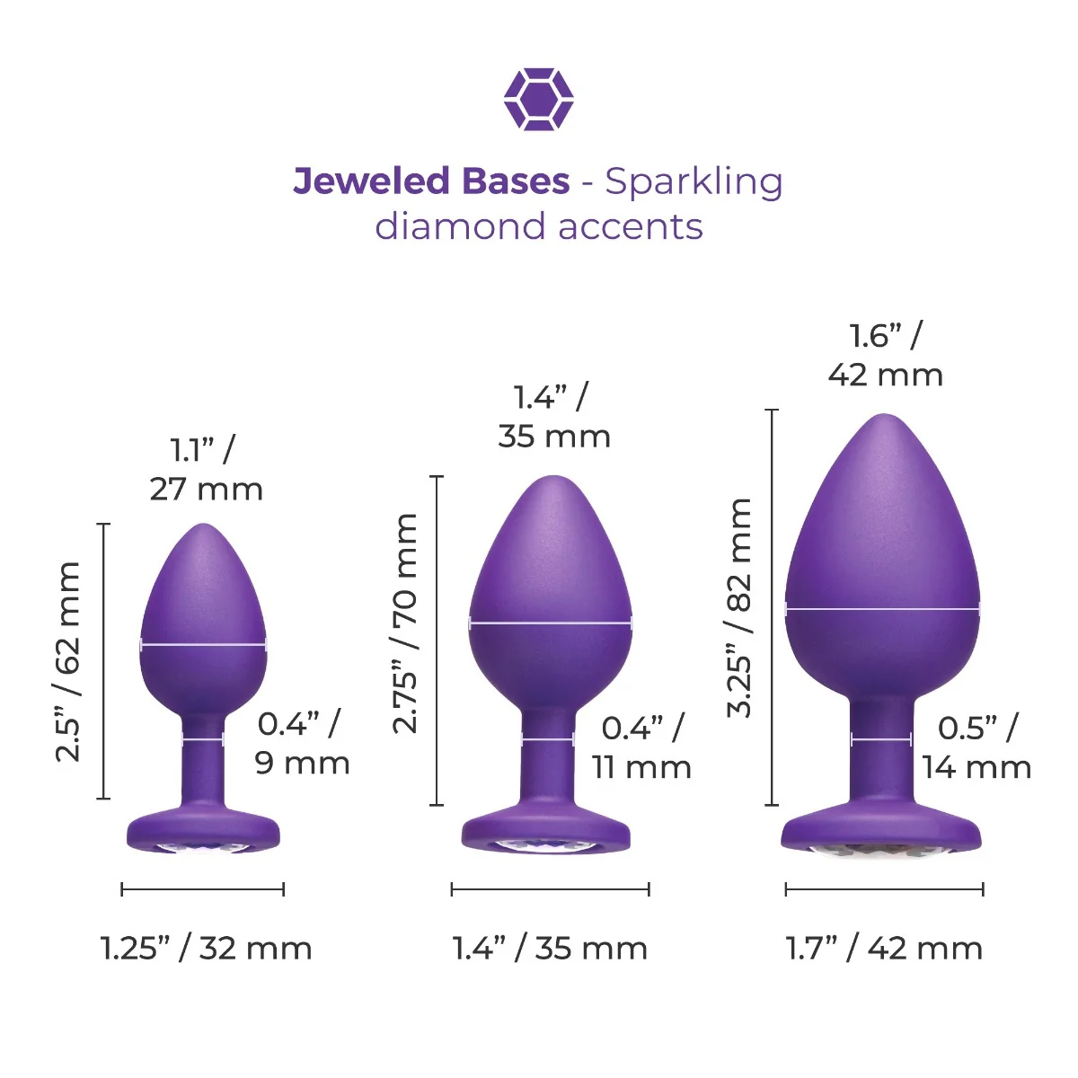 b-Vibe Jeweled Butties Bundle Silicone 3 Piece Anal Training Set - Image 14