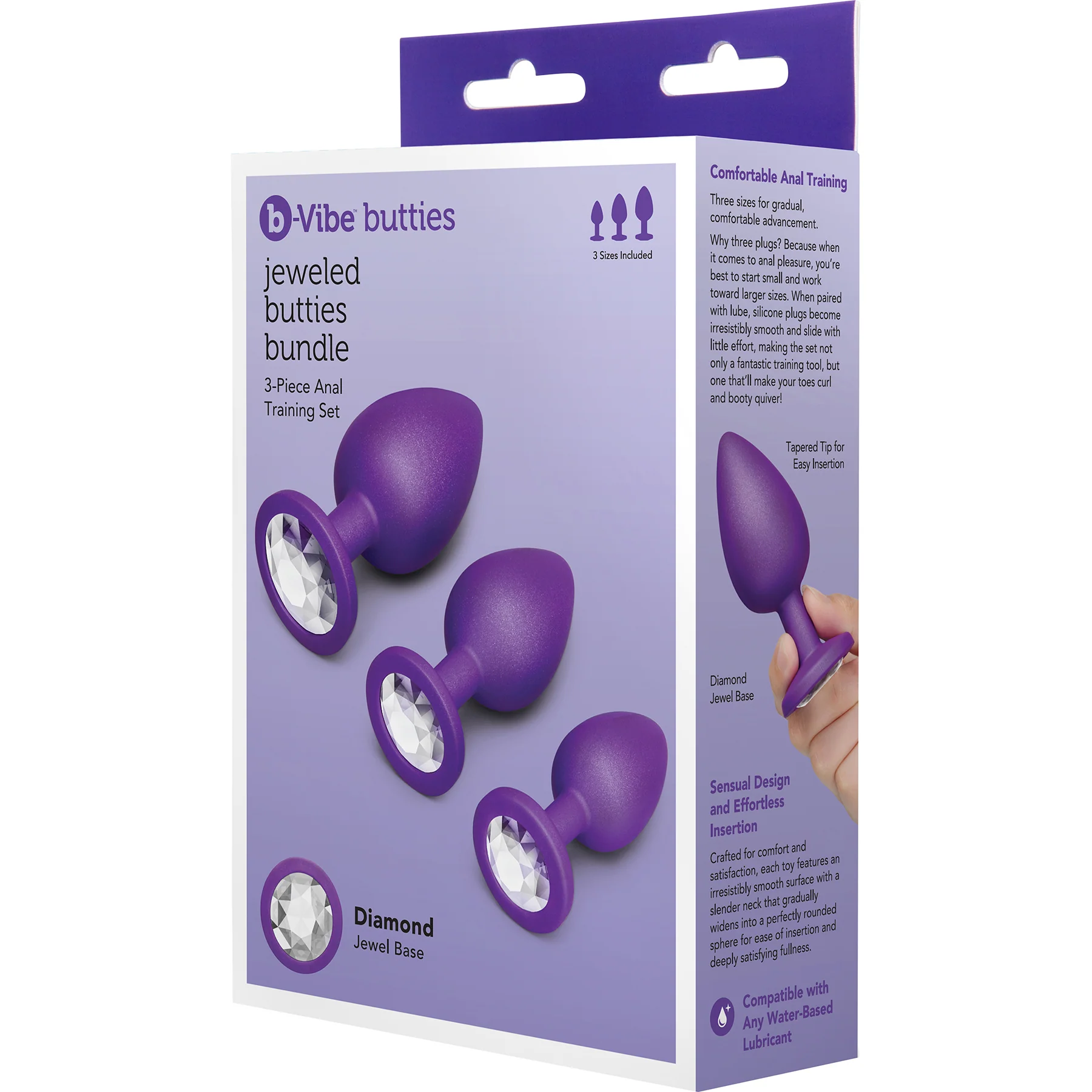 b-Vibe Jeweled Butties Bundle Silicone 3 Piece Anal Training Set - Image 16
