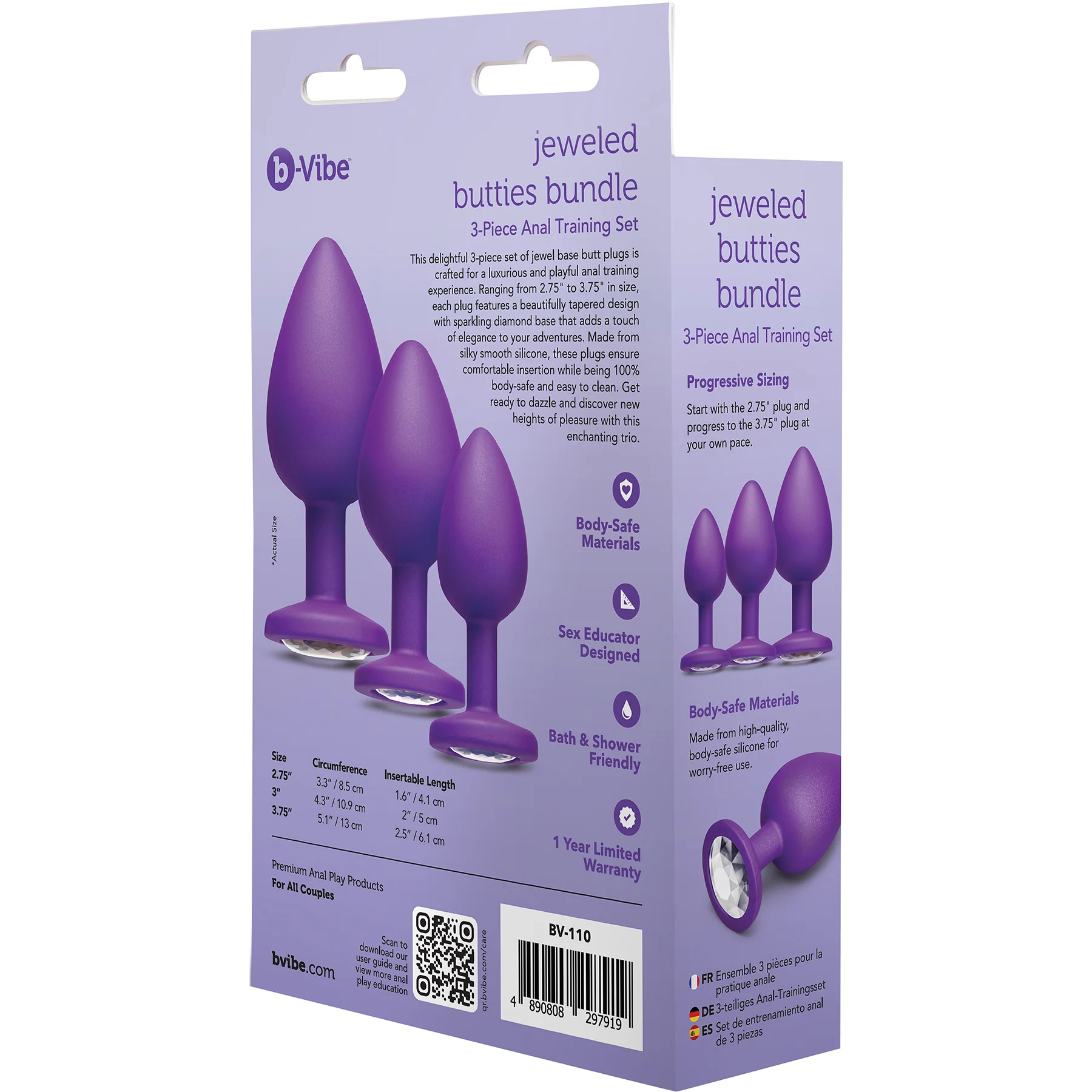 b-Vibe Jeweled Butties Bundle Silicone 3 Piece Anal Training Set - Image 17