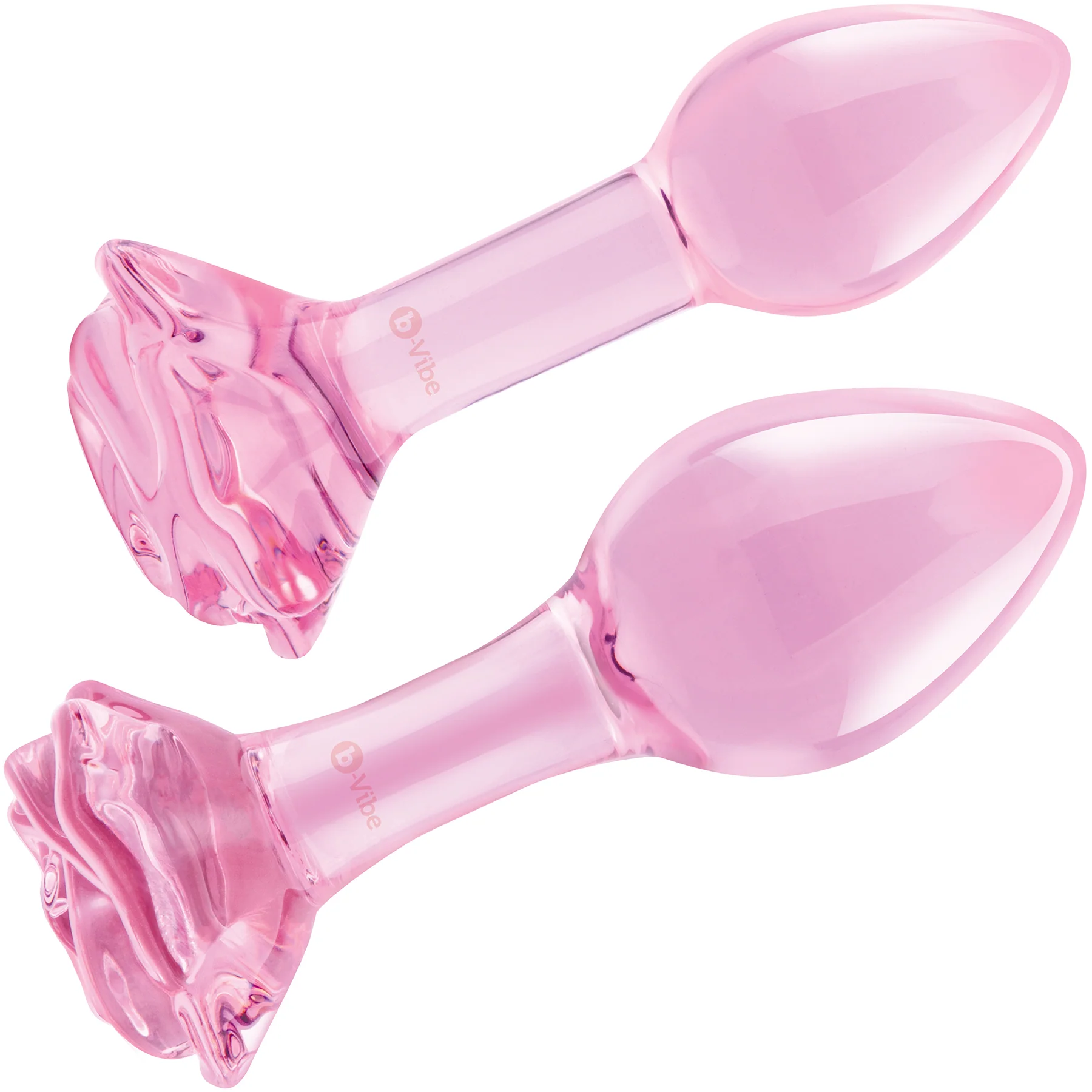 b-Vibe Pink Roses Glass Butt Plug Training Set - Image 6
