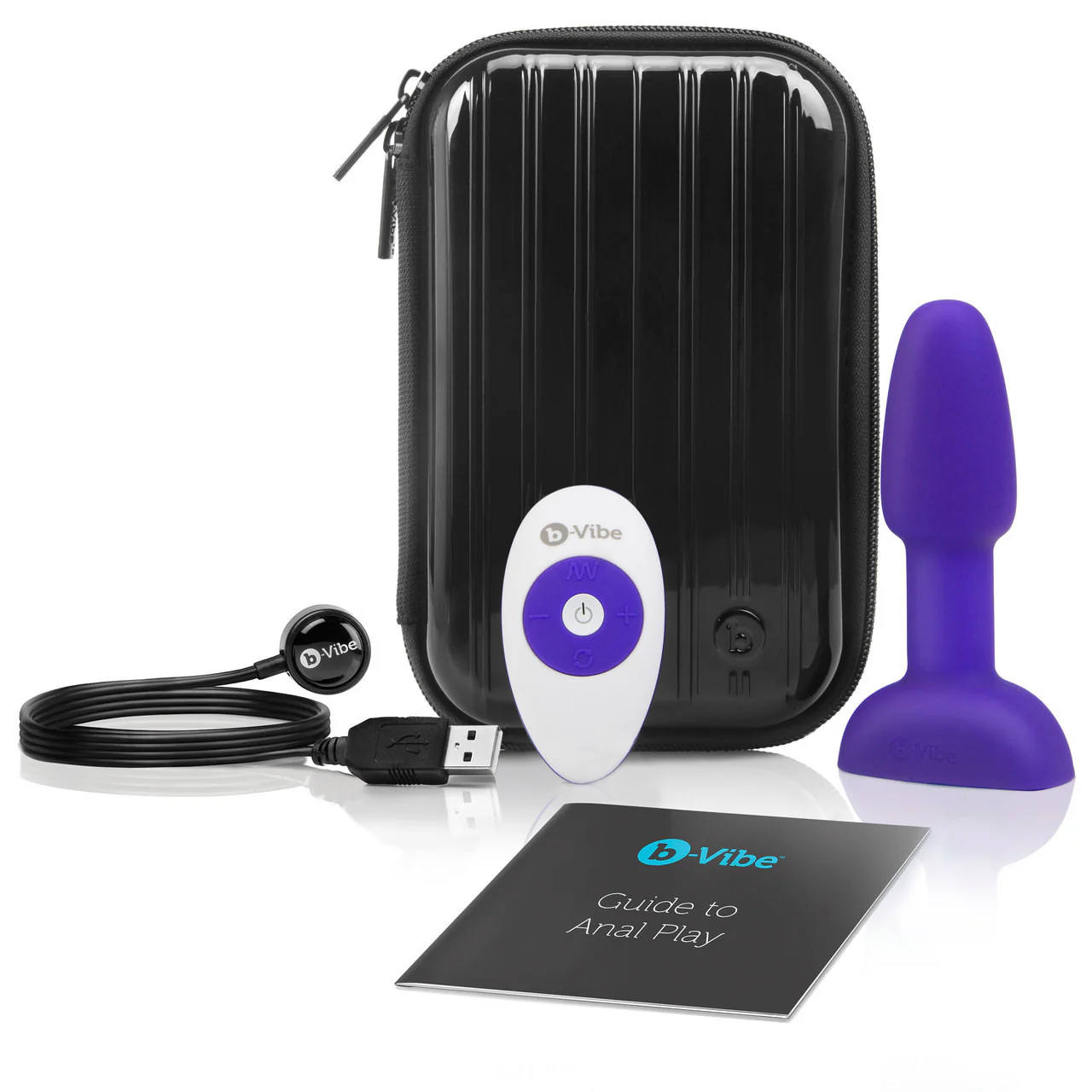 b-Vibe Rimming Plug Petite Silicone Remote Control Vibrating Anal Toy - Purple - Image 5