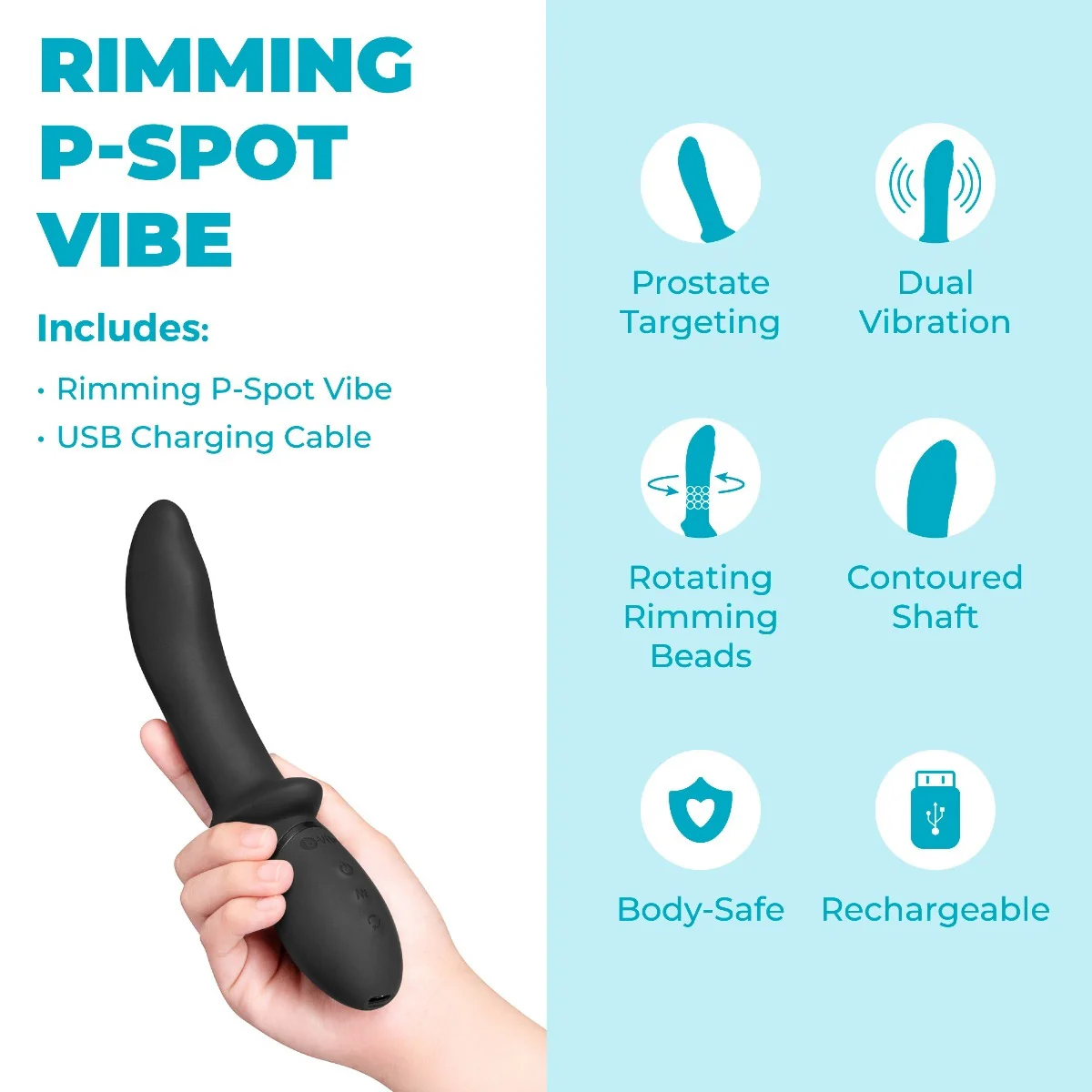 b-Vibe Rimming Rechargeable Silicone P-Spot Vibe - Image 2