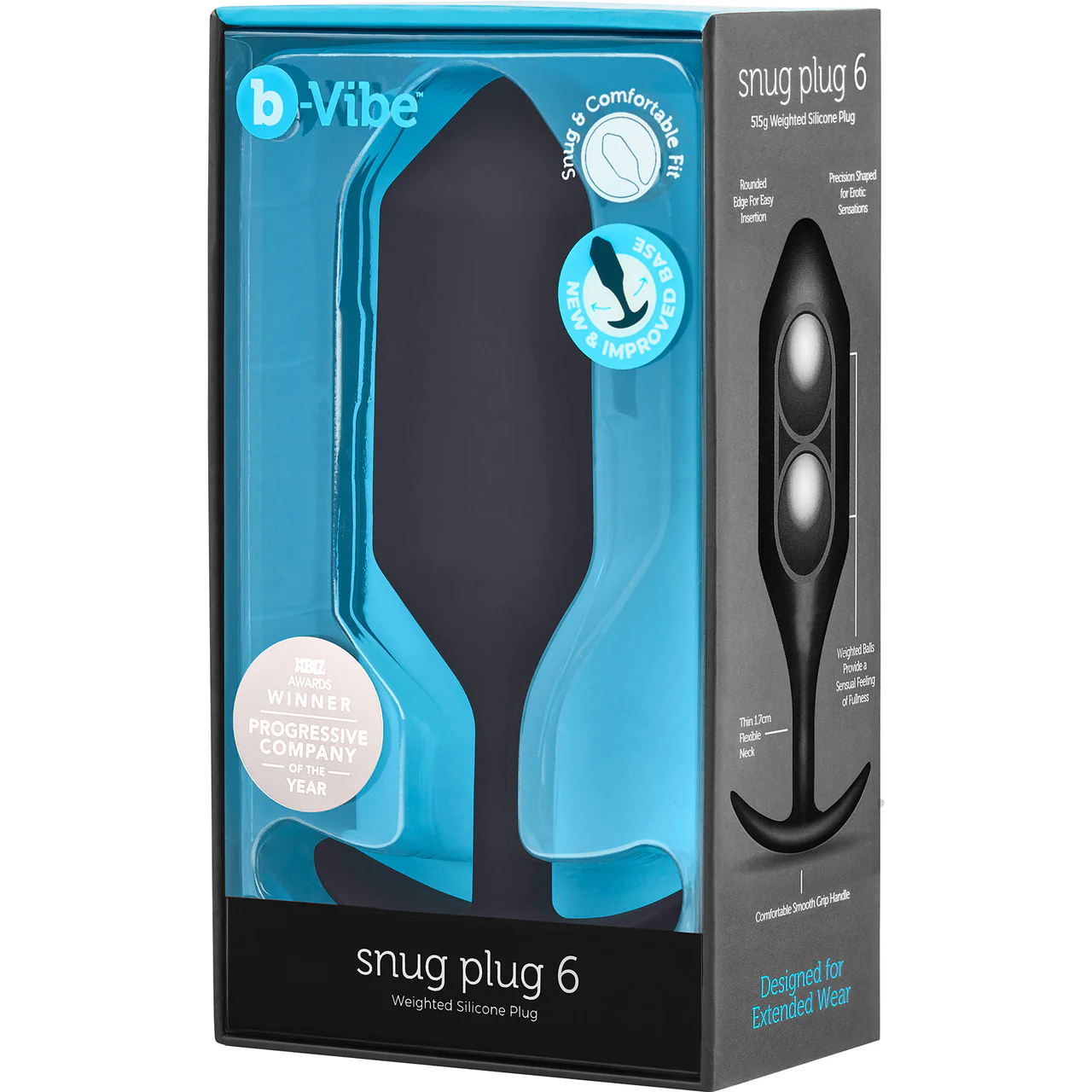 b-Vibe Snug Plug 6 XXXL Silicone Weighted Butt Plug - Black - Image 6