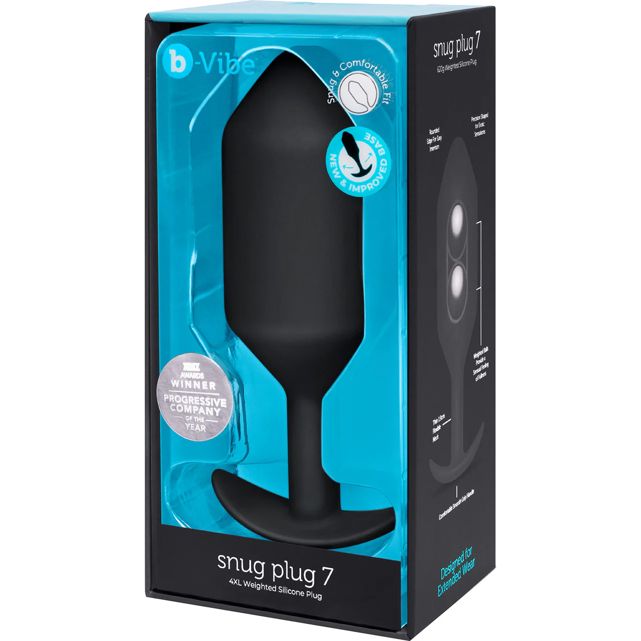 b-Vibe Snug Plug 7 XXXXL Silicone Weighted Butt Plug - Black - Image 6