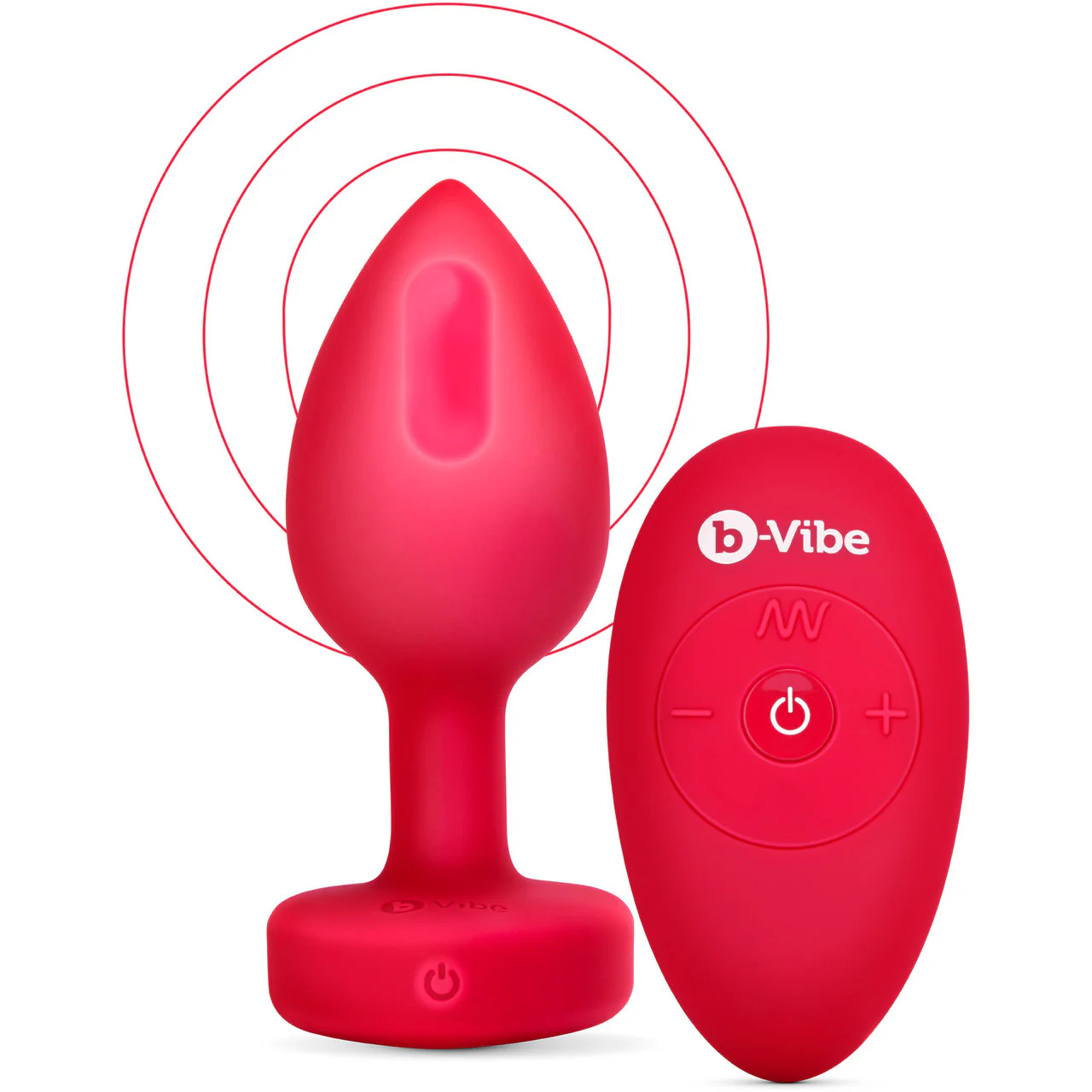 b-Vibe Vibrating Heart Silicone Rechargeable Anal Plug With Remote - Medium / Large - Image 3
