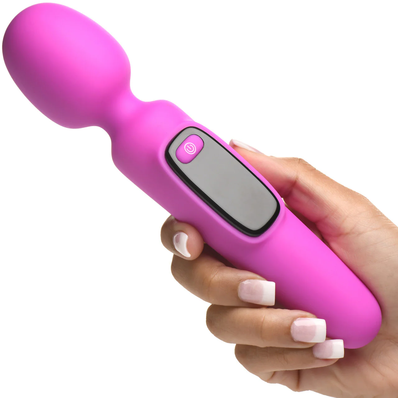 BANG! Digital Display Rechargeable Waterproof Silicone Wand Style Vibrator - Purple - Image 2
