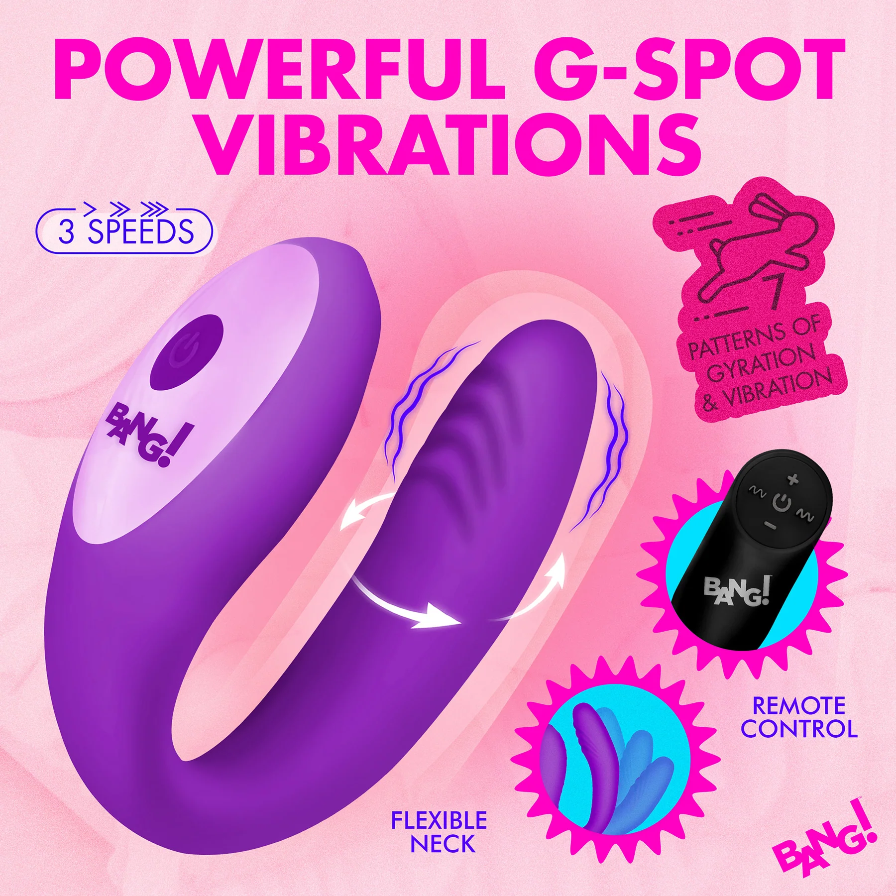 BANG! Gyrating G-Spot Rechargeable Silicone Dual Stimulation Vibrator With Remote - Image 10