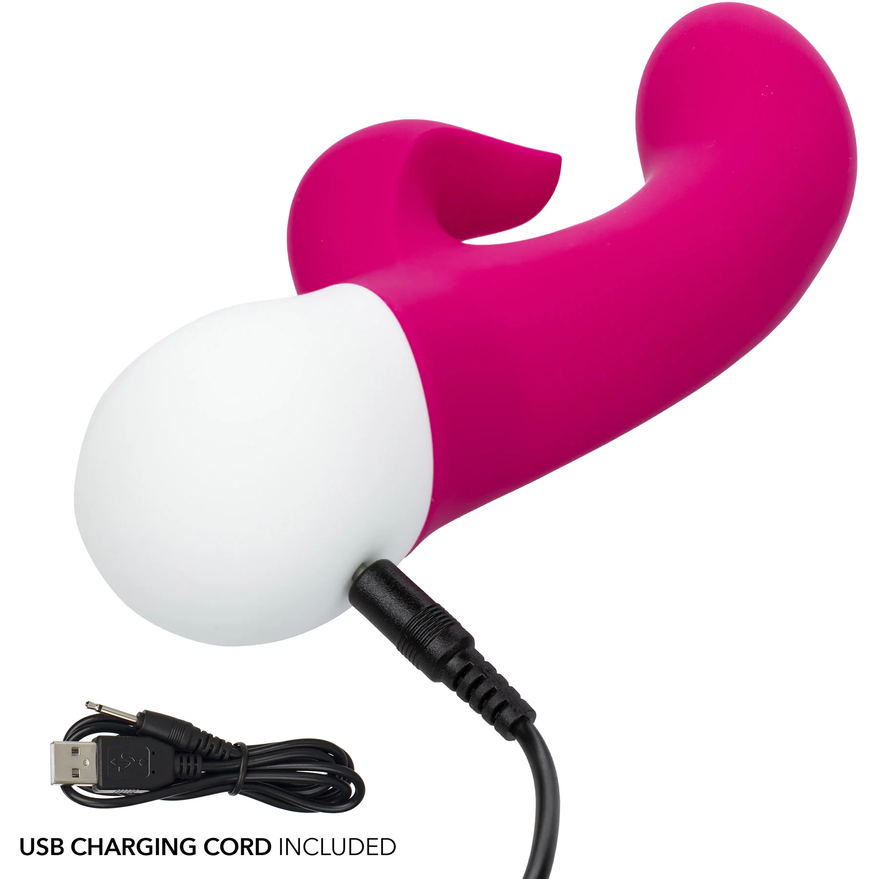 Basic Essentials® Rechargeable Dual Pleaser Silicone Rabbit Vibrator By CalExotics - Image 7