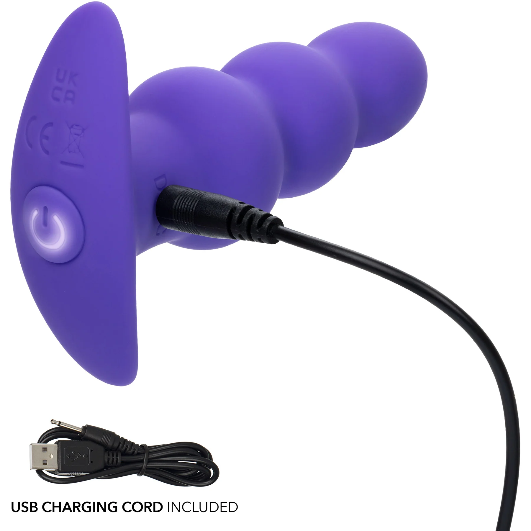 Basic Essentials® Rechargeable Beaded Probe Silicone Vibrating Butt Plug By CalExotics - Image 7