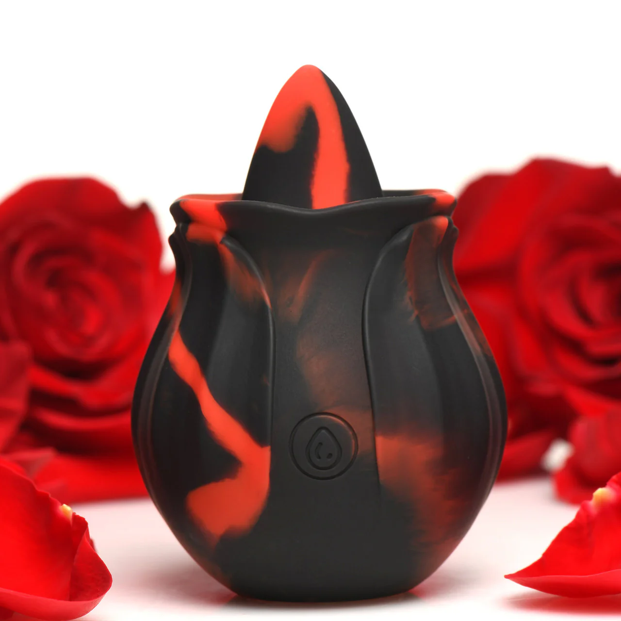 Bloomgasm Black Kiss Rimming Rose Rechargeable Flickering Tongue Vibrator - Black & Red - Image 15