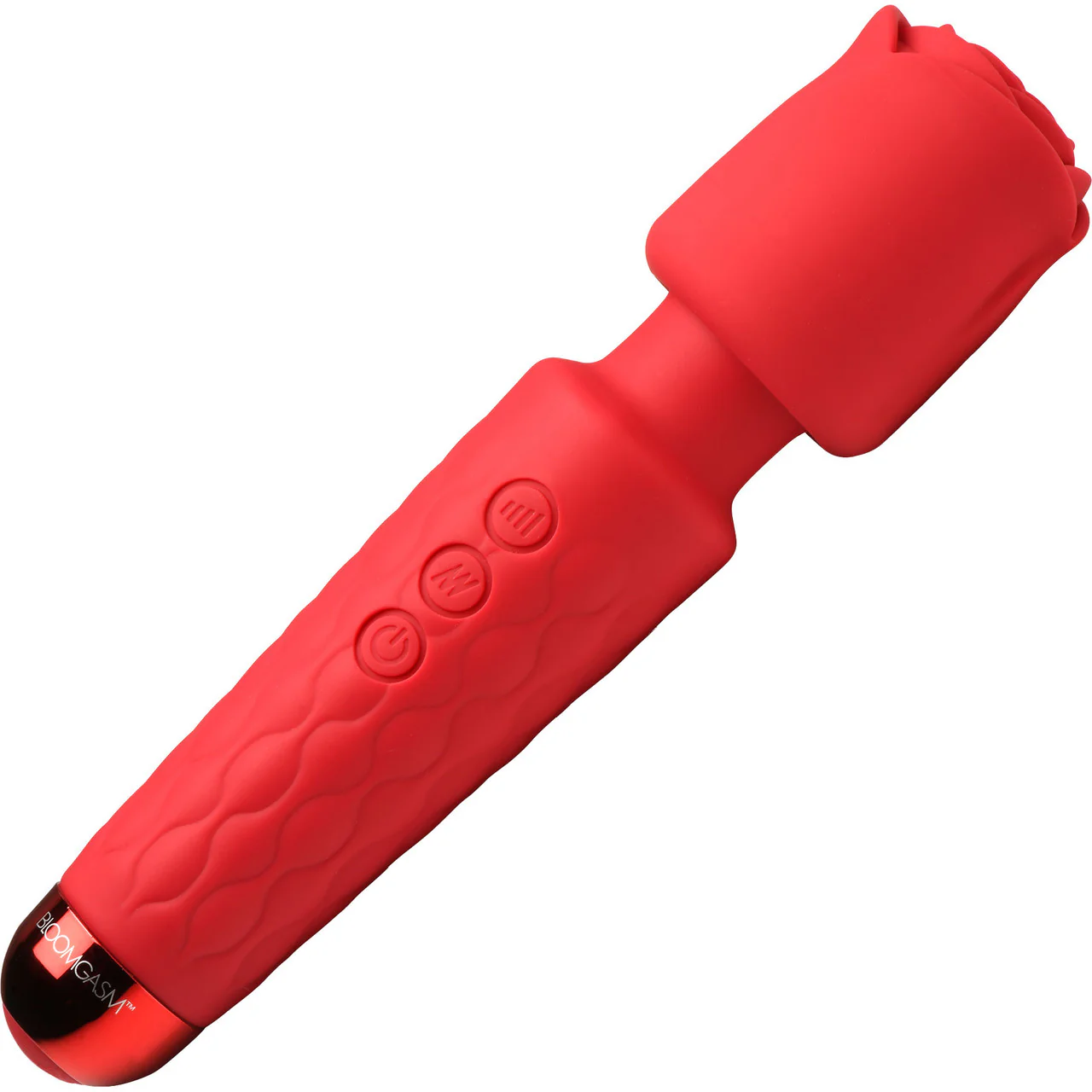 Bloomgasm Pleasure Rose 10X Rechargeable Silicone Wand Vibrator With Rose Attachment - Red - Image 12