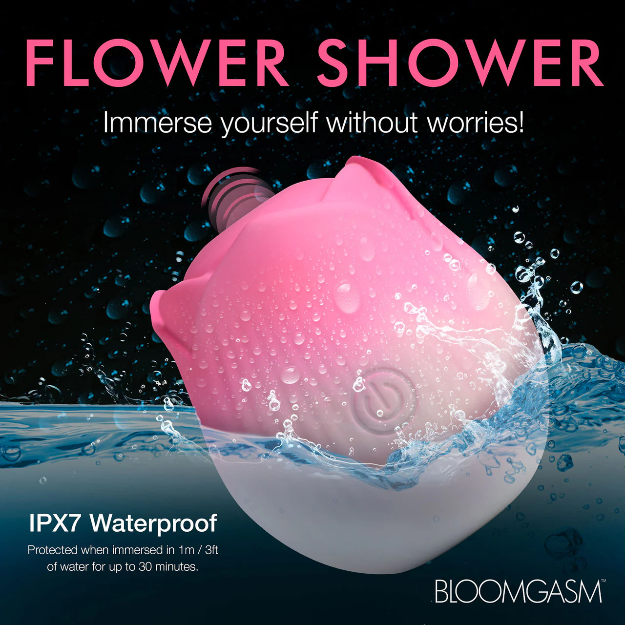 Bloomgasm Pulsing Petals Throbbing Rose Stimulator Rechargeable Clitoral Vibrator - Pink & White - Image 14