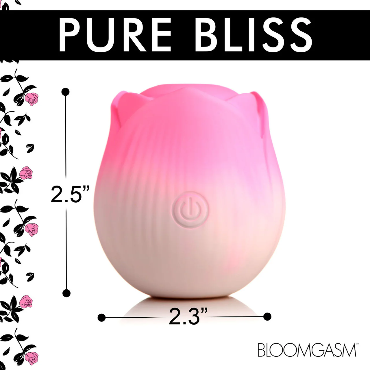 Bloomgasm Pulsing Petals Throbbing Rose Stimulator Rechargeable Clitoral Vibrator - Pink & White - Image 16