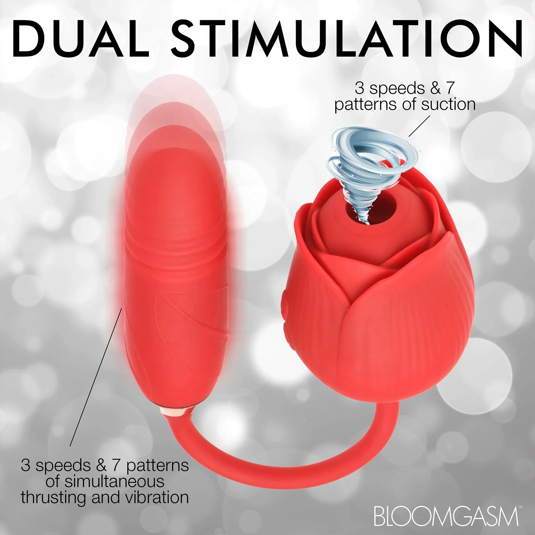 Bloomgasm Romping Rose 10X Silicone Suction Rose & Thrusting Vibrator - Image 5