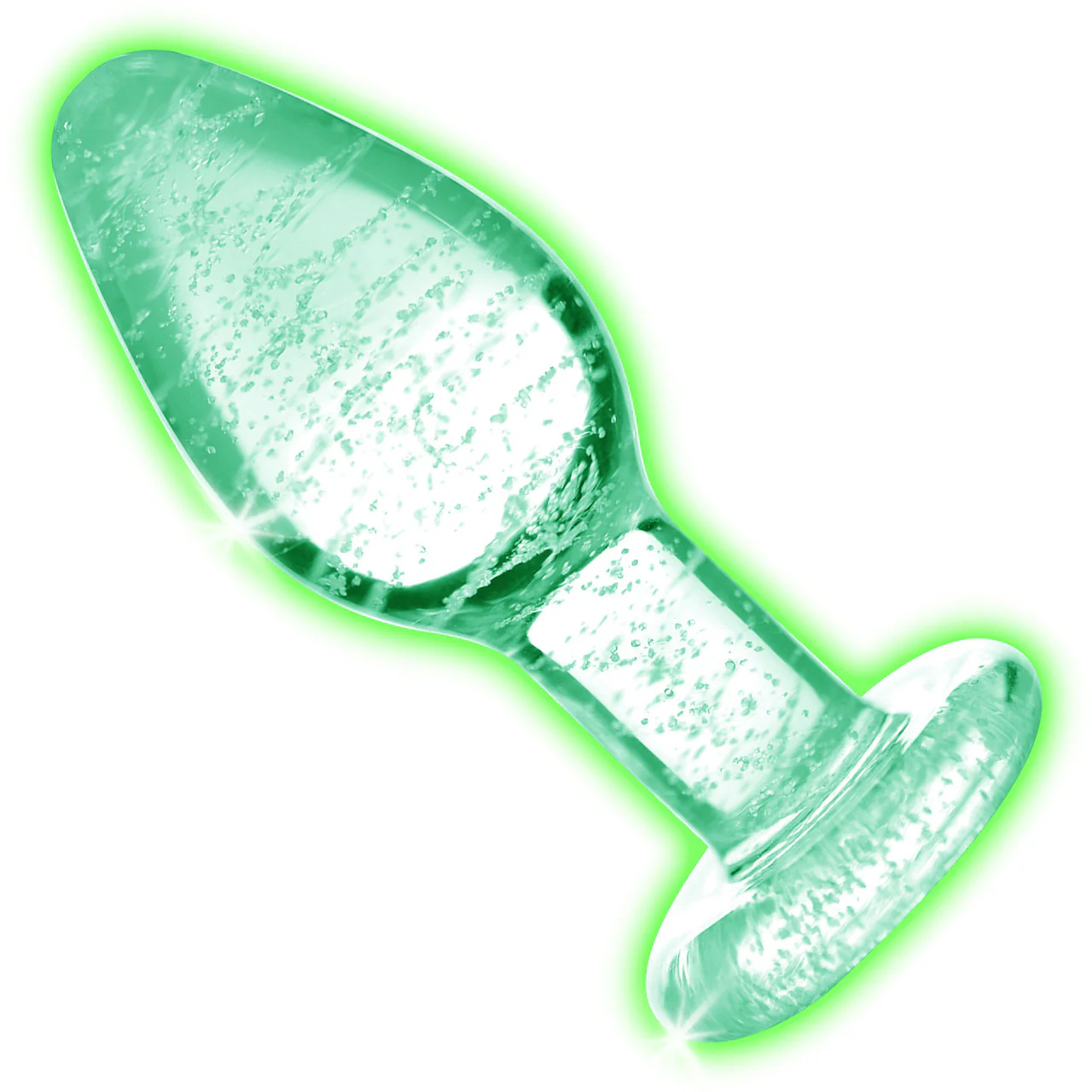 Booty Sparks Glow-In-The-Dark Glass Anal Plug - Small - Image 2