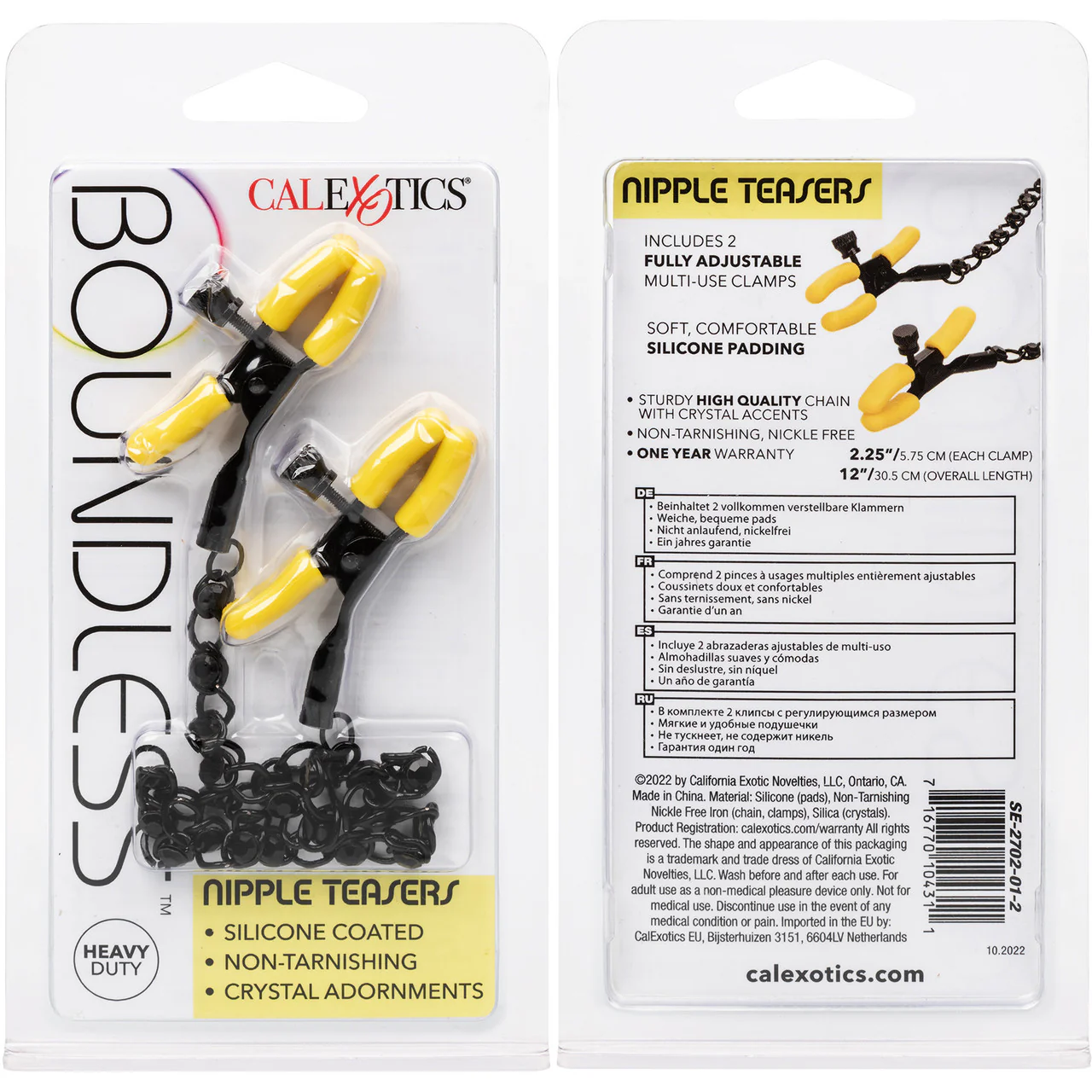 Boundless Nipple Teasers Adjustable Nipple Clamps By CalExotics - Black & Yellow - Image 7